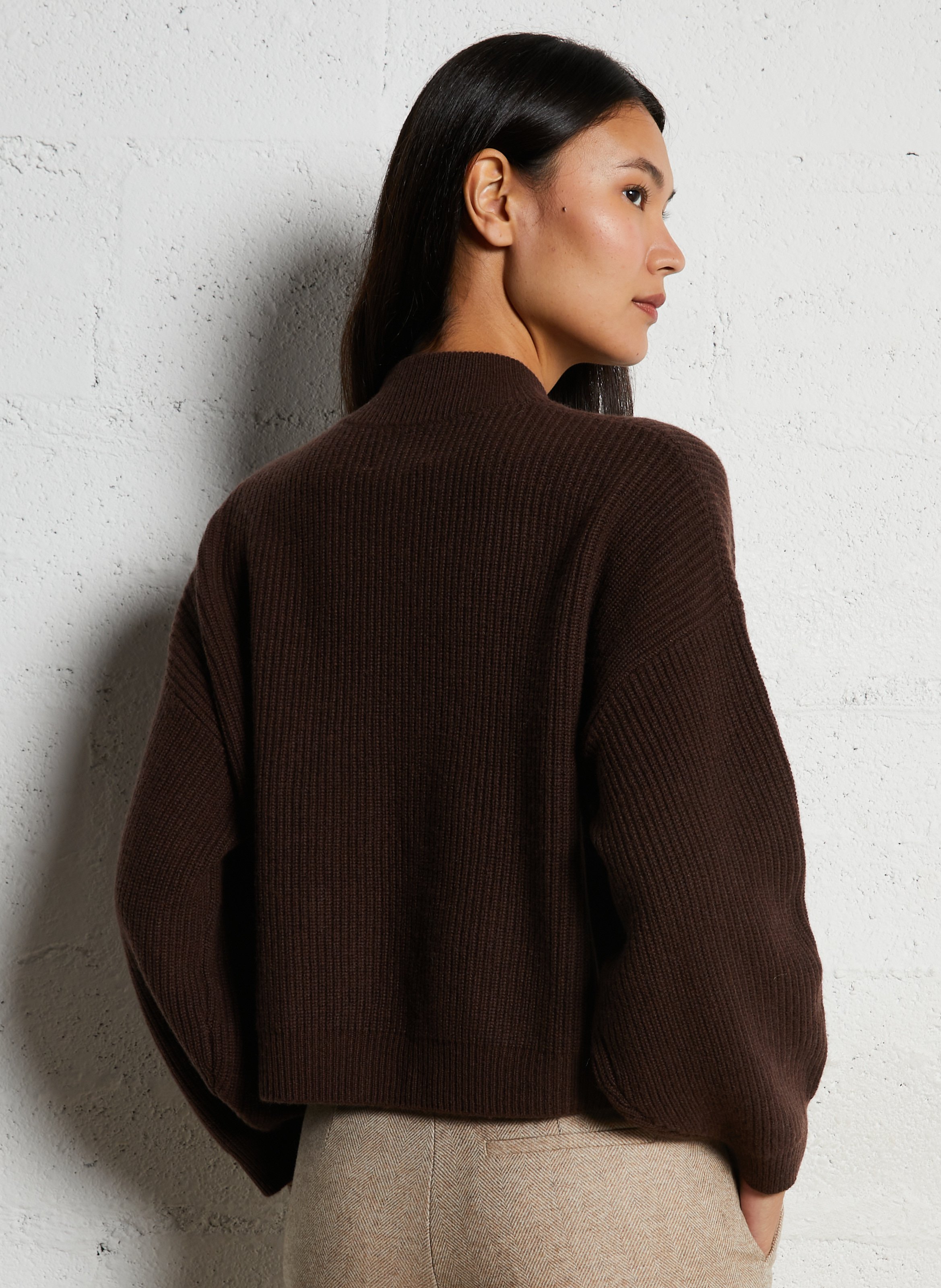Round-neck cashmere cardigan KUJTEN Brown