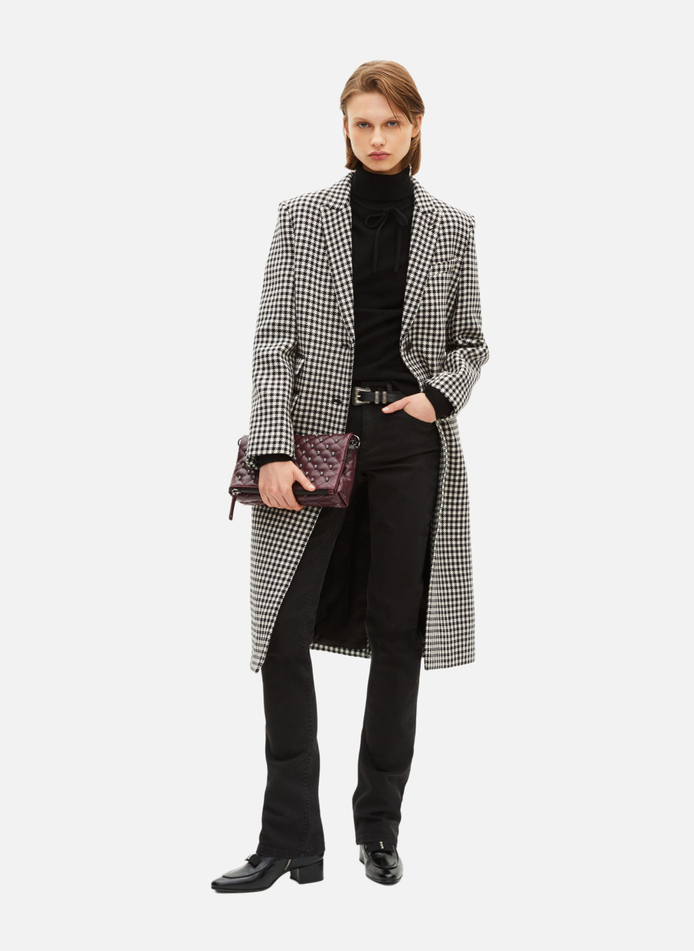 Long houndstooth coat THE KOOPLES Black