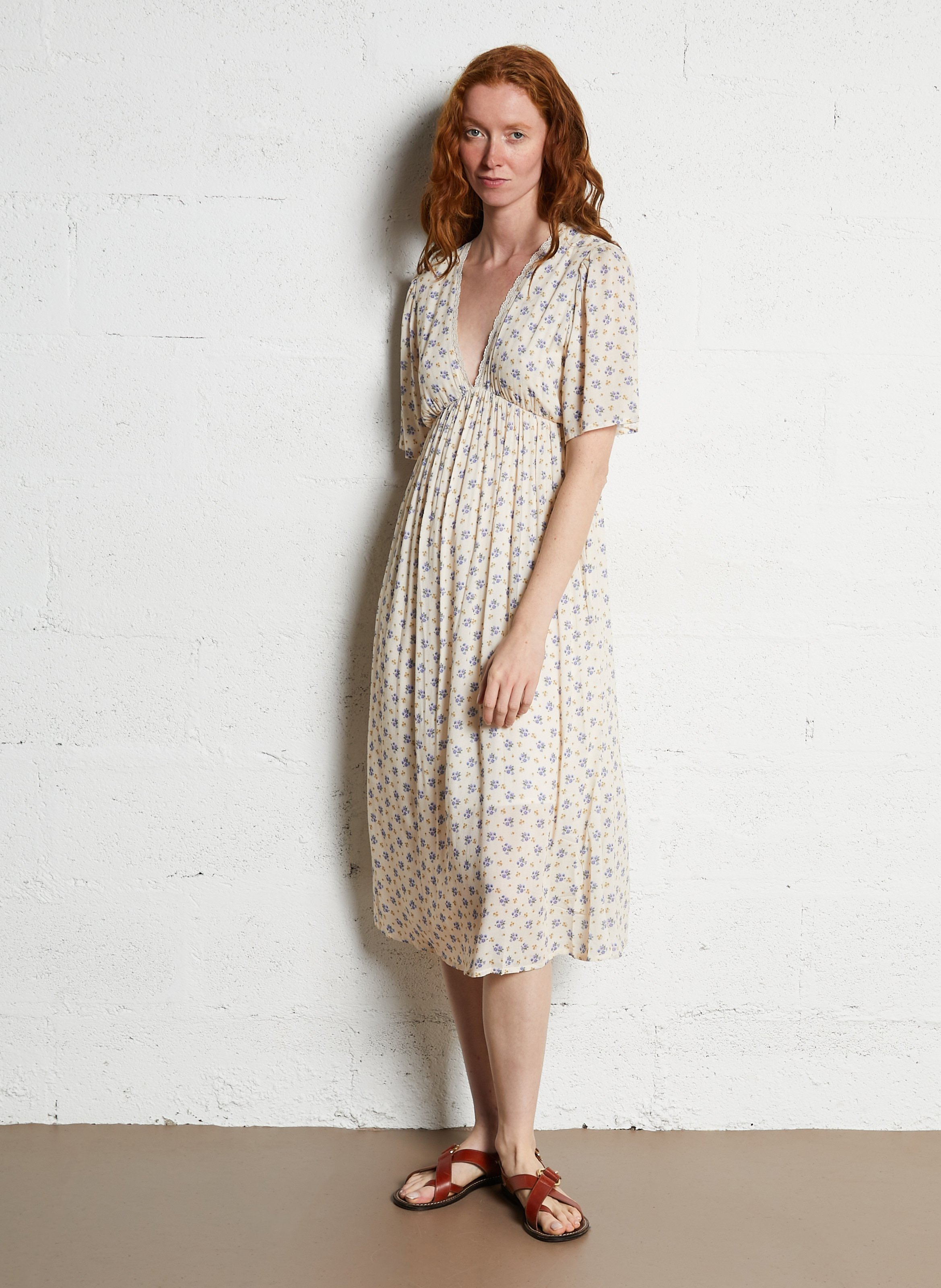 Lange jurk met V-hals EMILE ET IDA Blauw