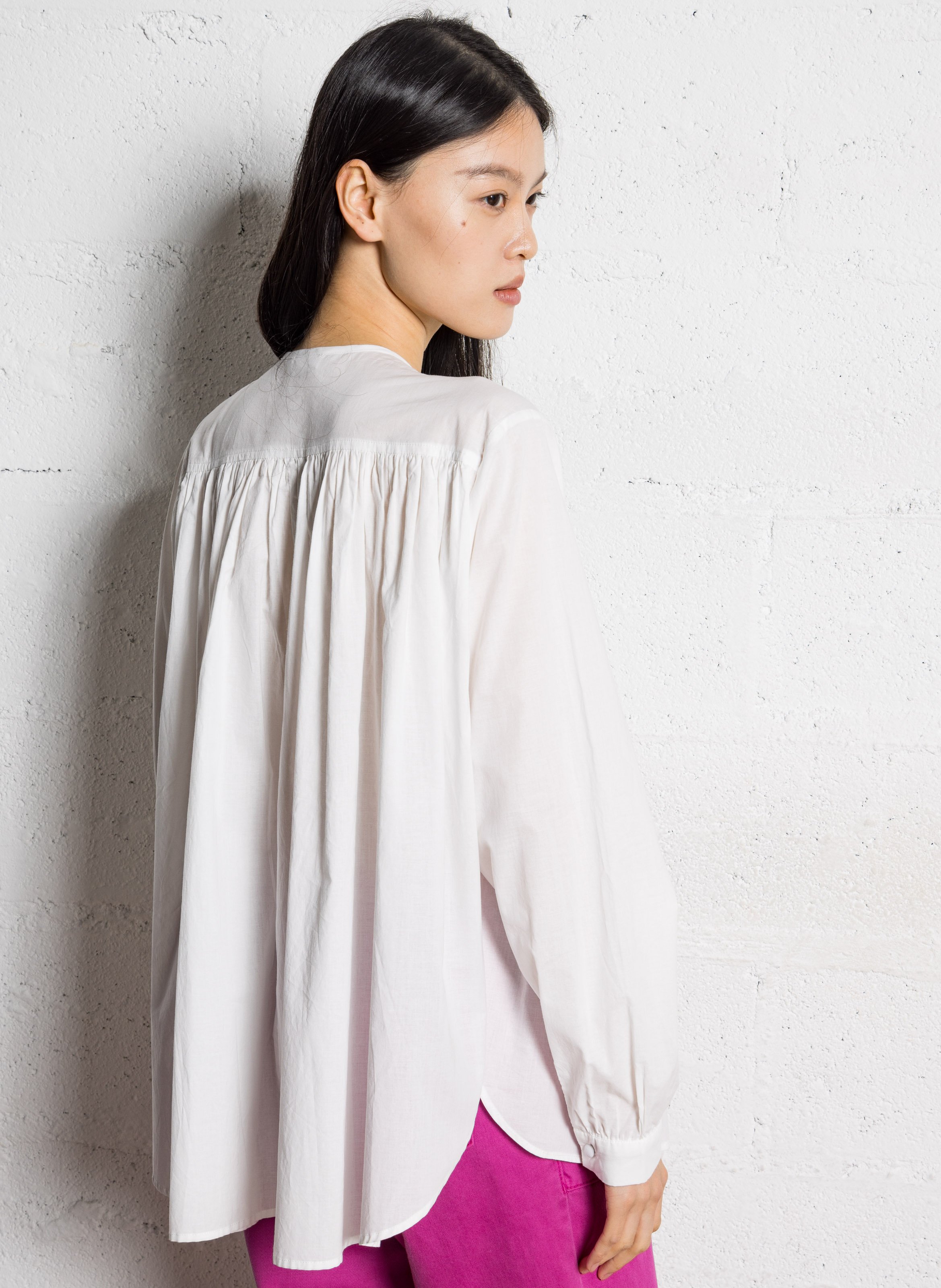 Loose-fit cotton shirt with round neck JC SOPHIE White