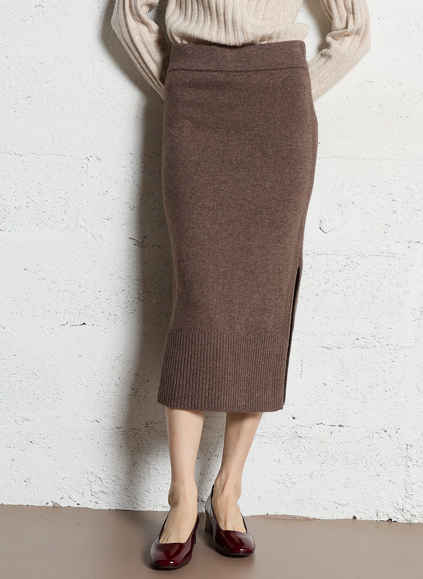 Jupe droite midi en laine MAISON 123