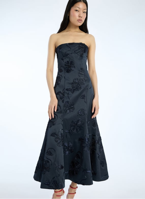 Flared strapless dress with patterns Blue Rotate - Women | Place des Tendances Flared strapless dress with patterns Blue Rotate - Women | Place des Tendances