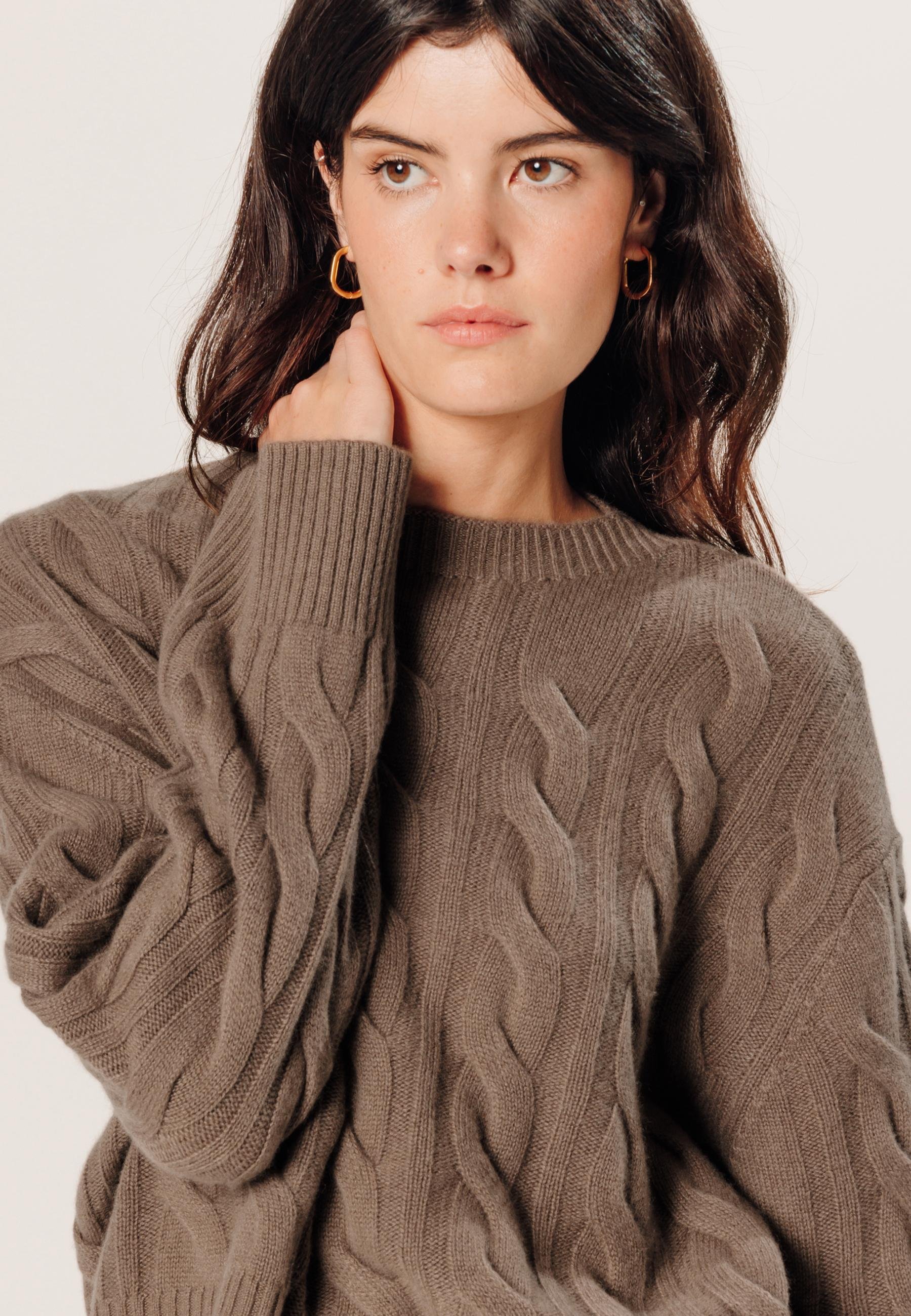 Short twisted cashmere sweater RODIER Brown