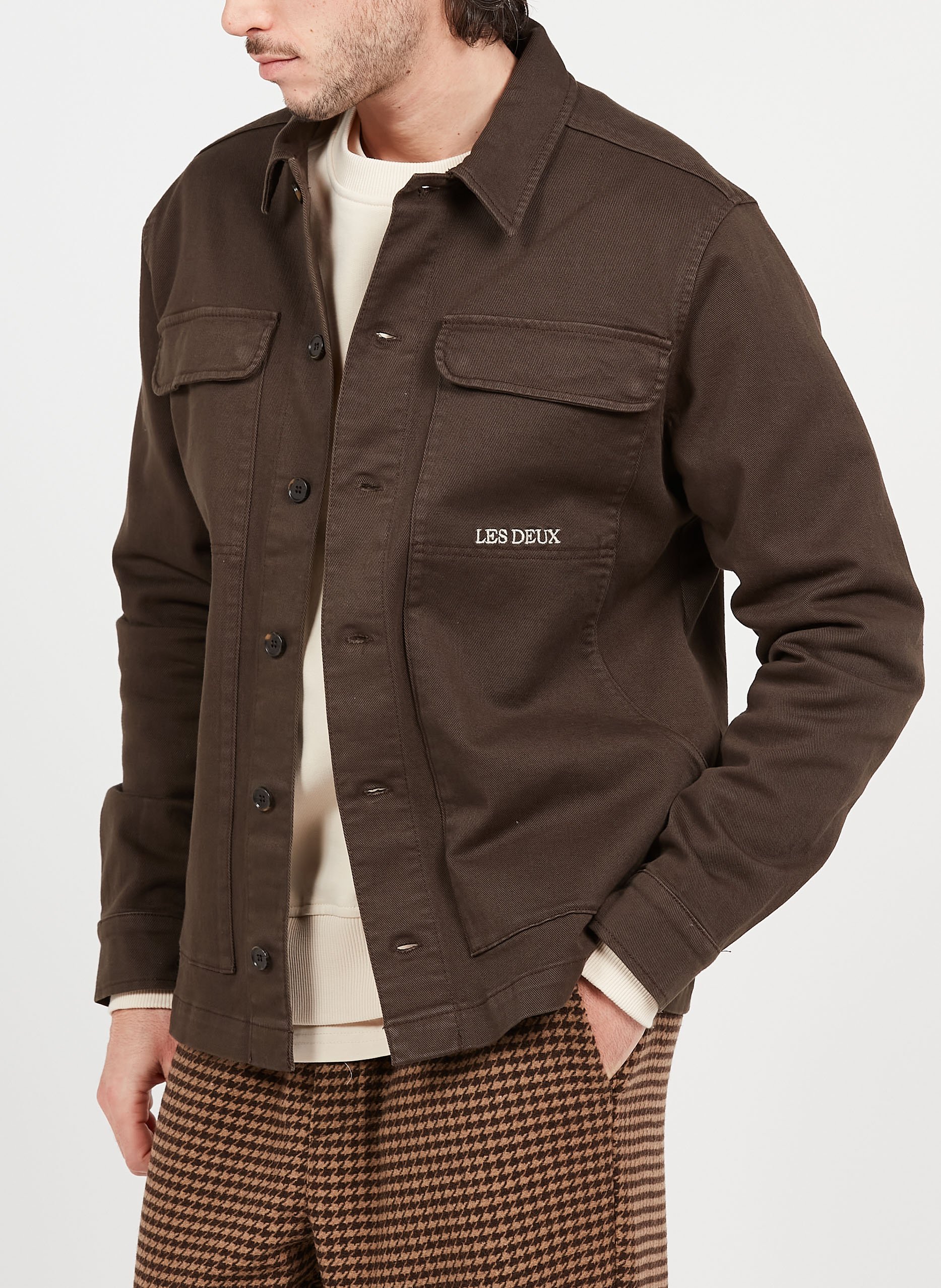 Veste col classique en coton mélangé  LES DEUX Marron