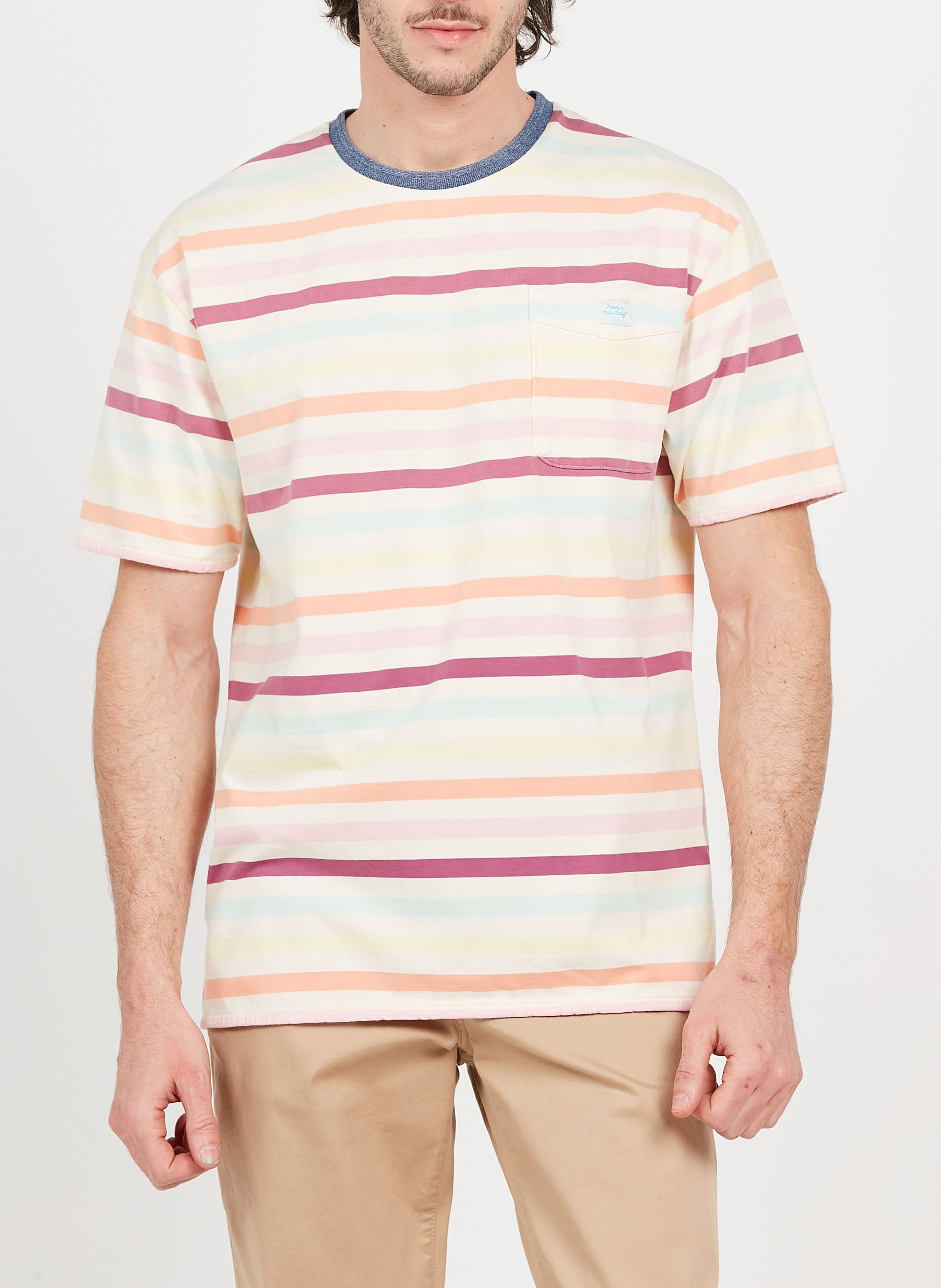 Regular-fit, gestreept katoenen T-shirt met ronde hals SCOTCH AND SODA Veelkleurig
