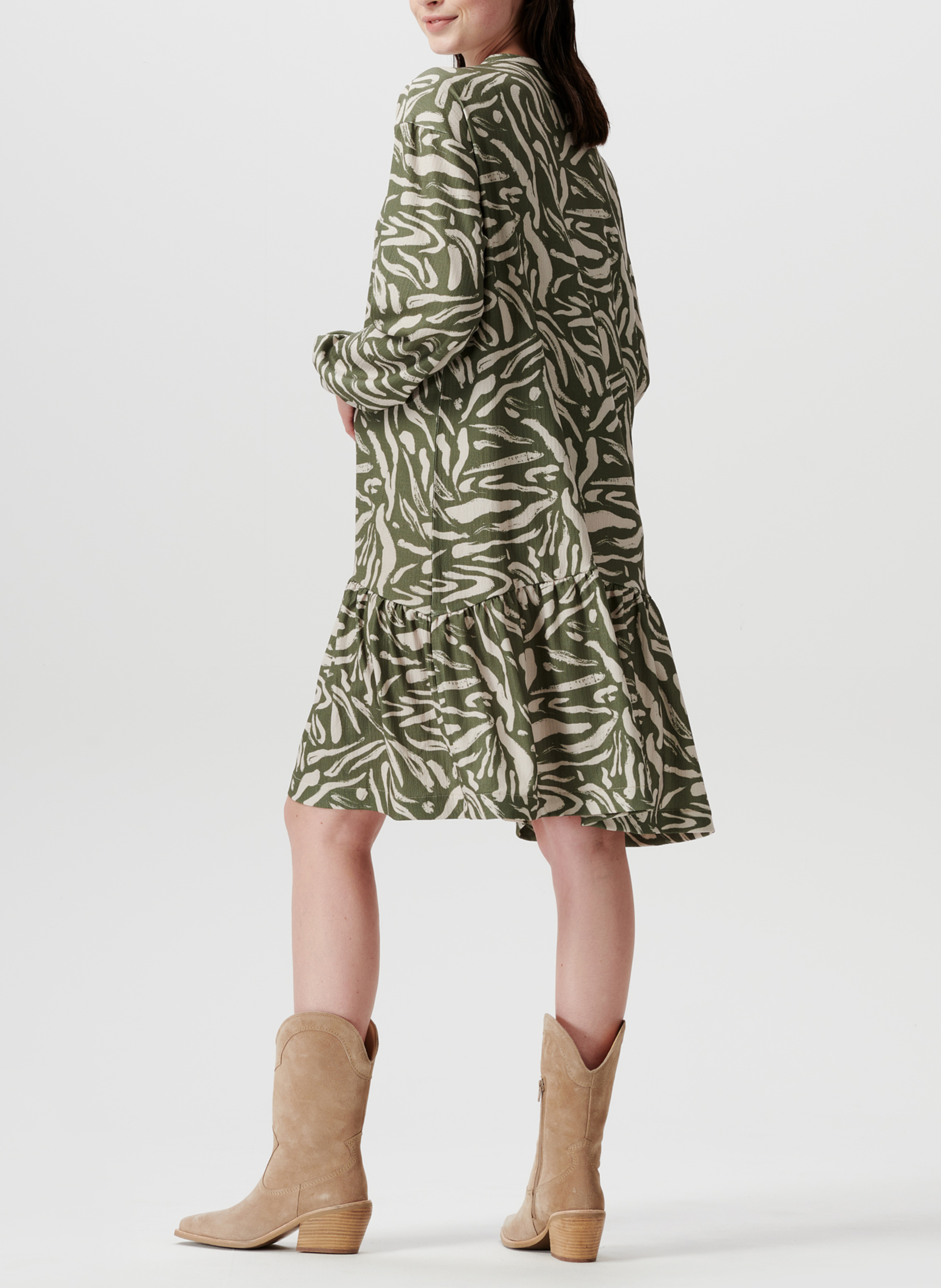 Robe longue à volants de grossesse  SUPERMOM Kaki