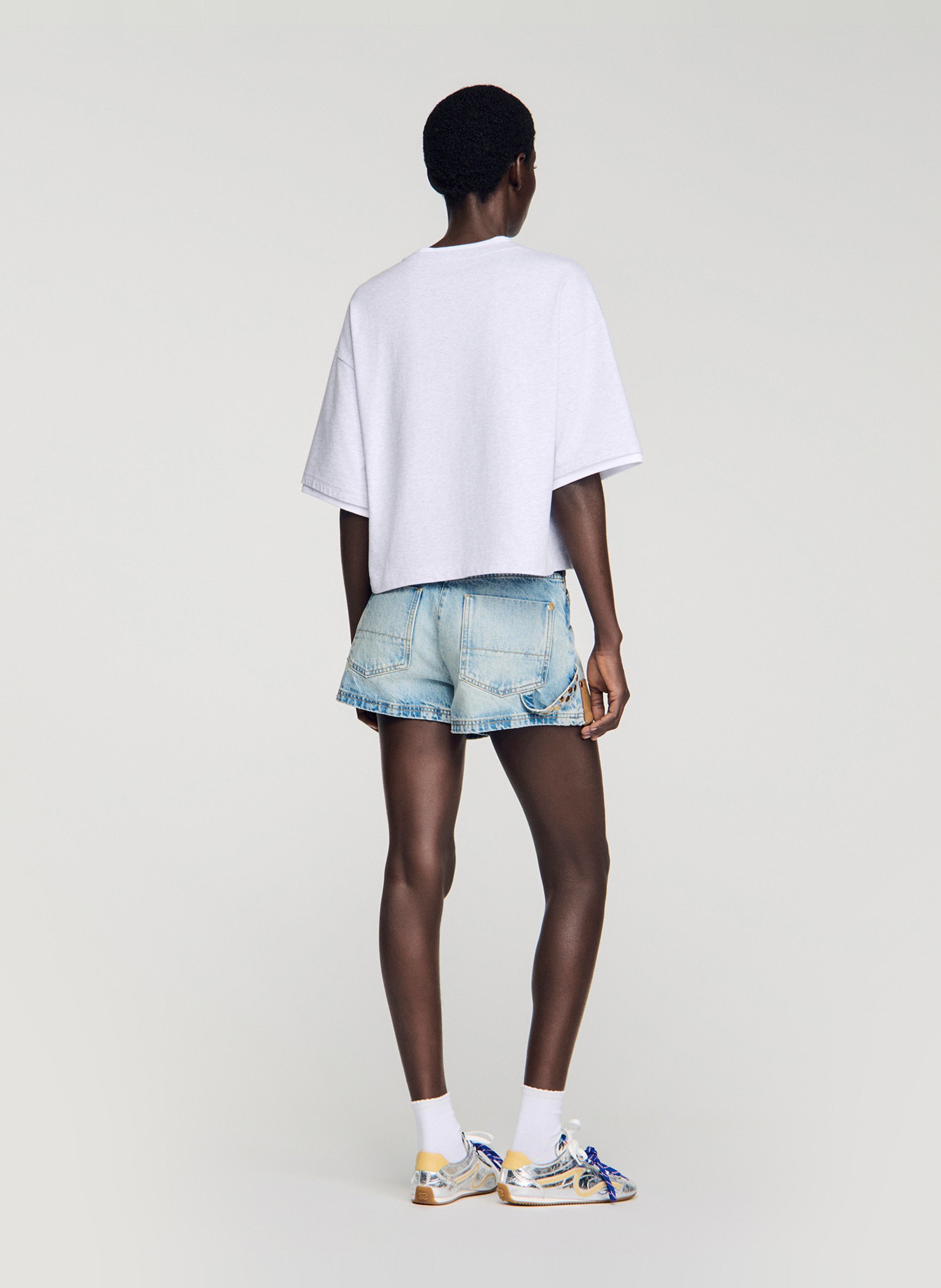 Oversized round-neck cotton T-shirt SANDRO Grey