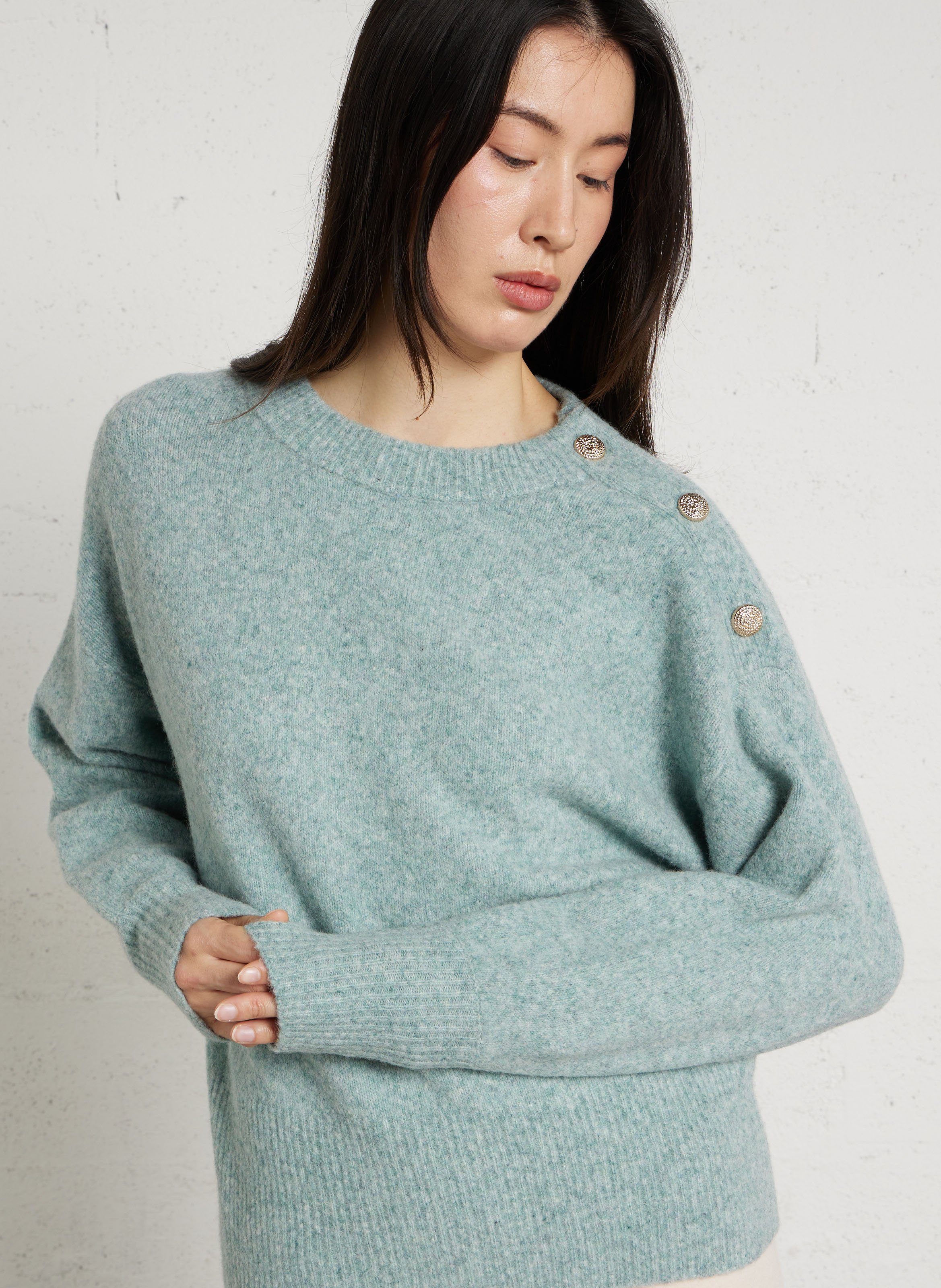 Oversized round-neck wool-blend sweater MAISON 123 Blue