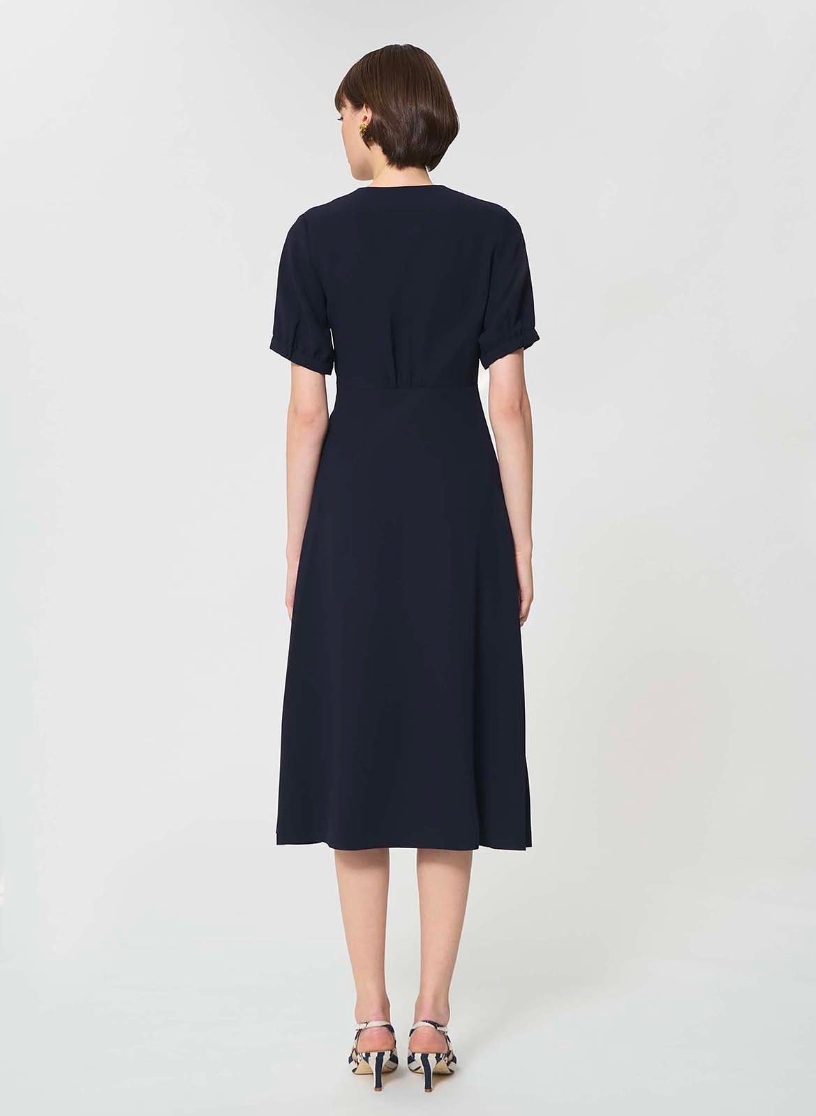 Robe midi col V en crêpe TARA JARMON Bleu