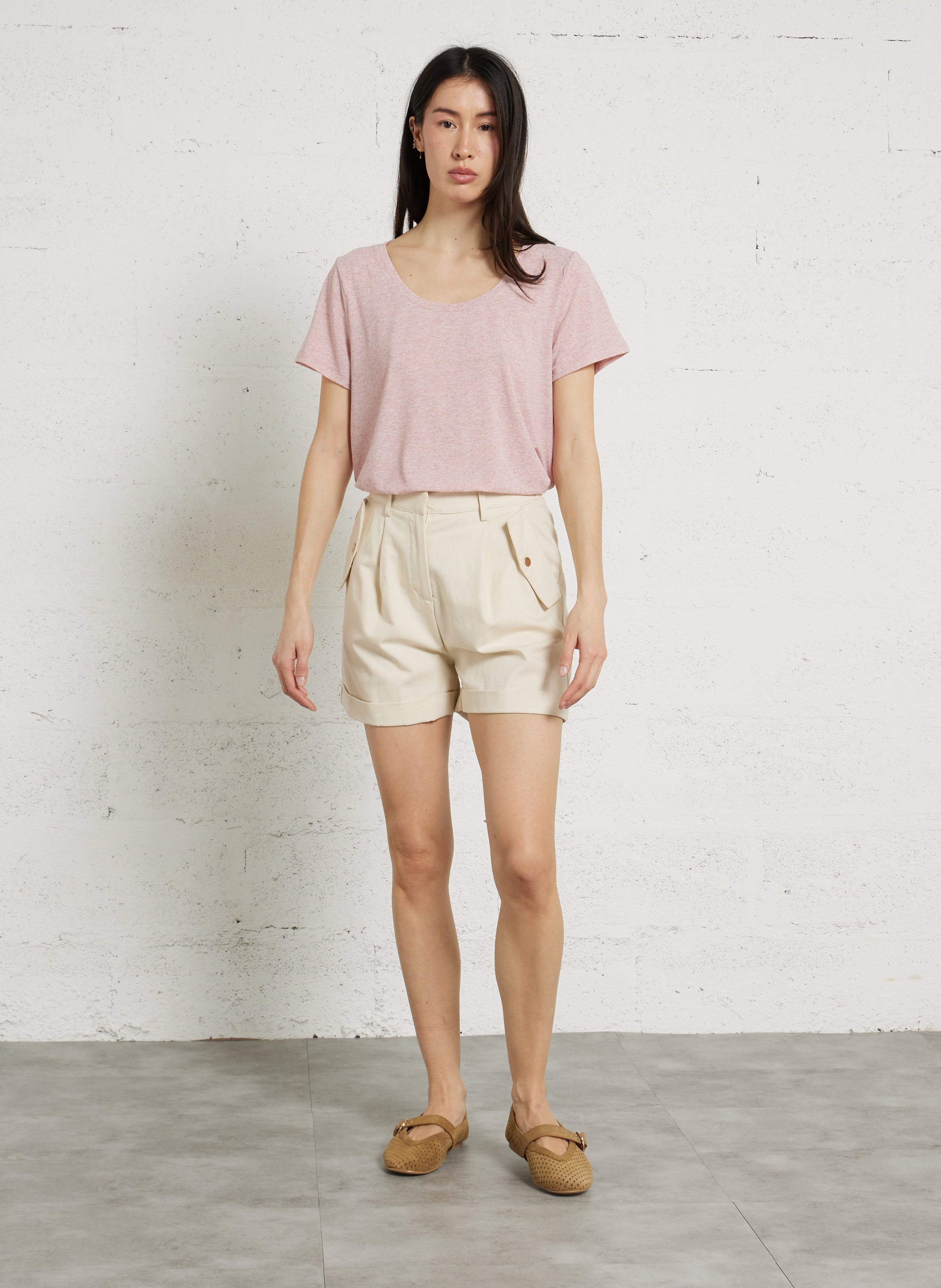 Tee-shirt col rond fluide pailleté LA PETITE ETOILE Rose