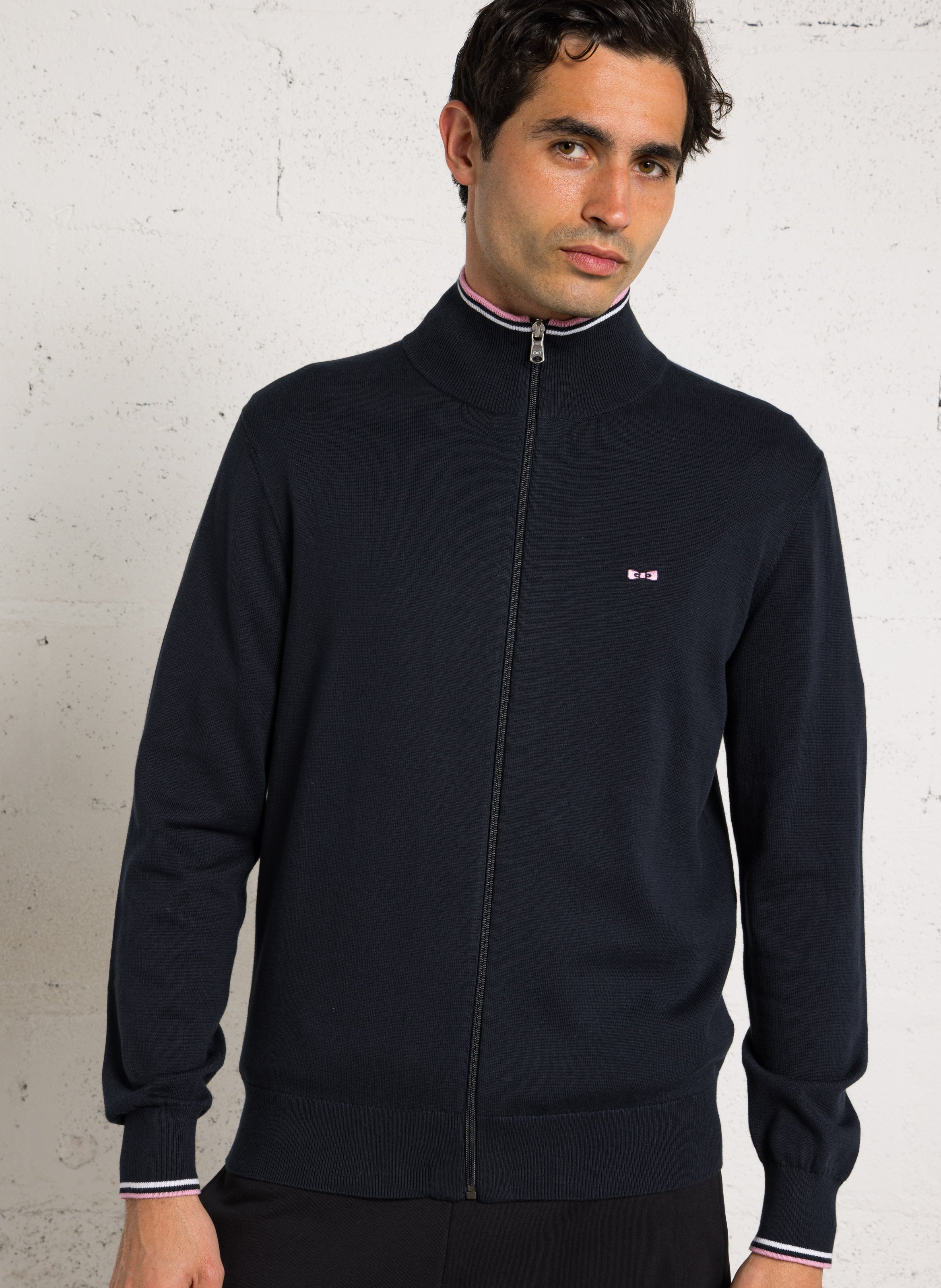 Gilet droit zippé à broderie nœud EDEN PARK Bleu