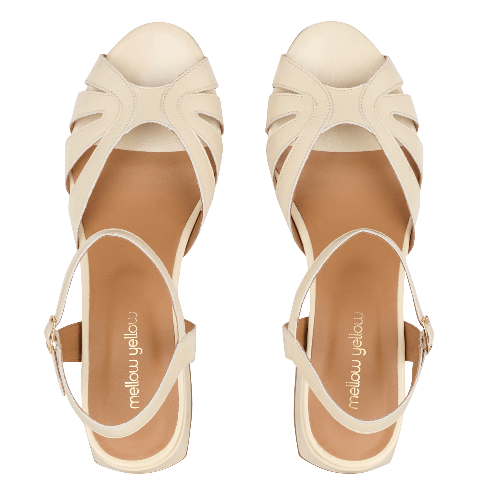 Sandales plates à lanières en cuir  Beige