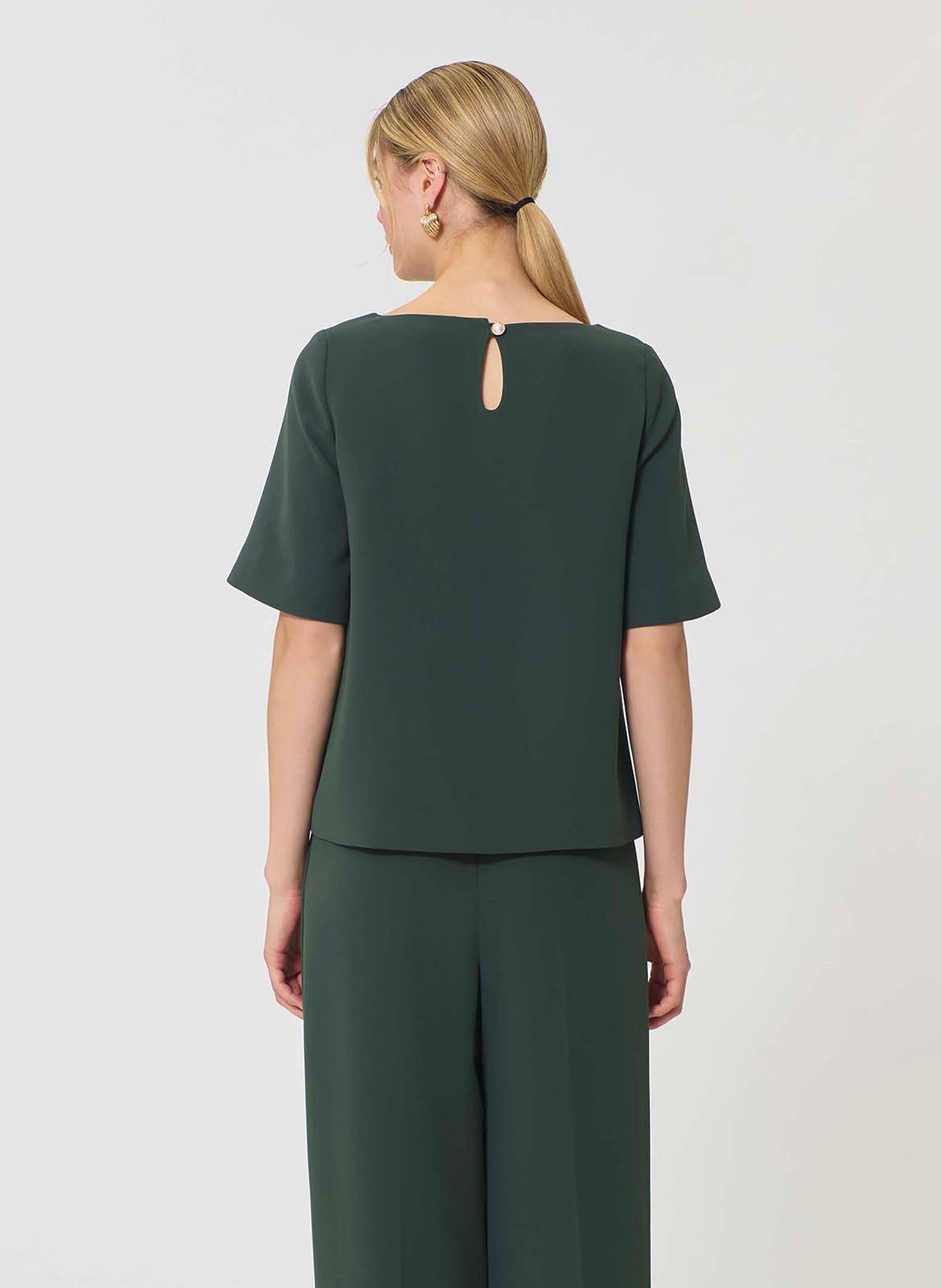 Top droit col bateau Vert