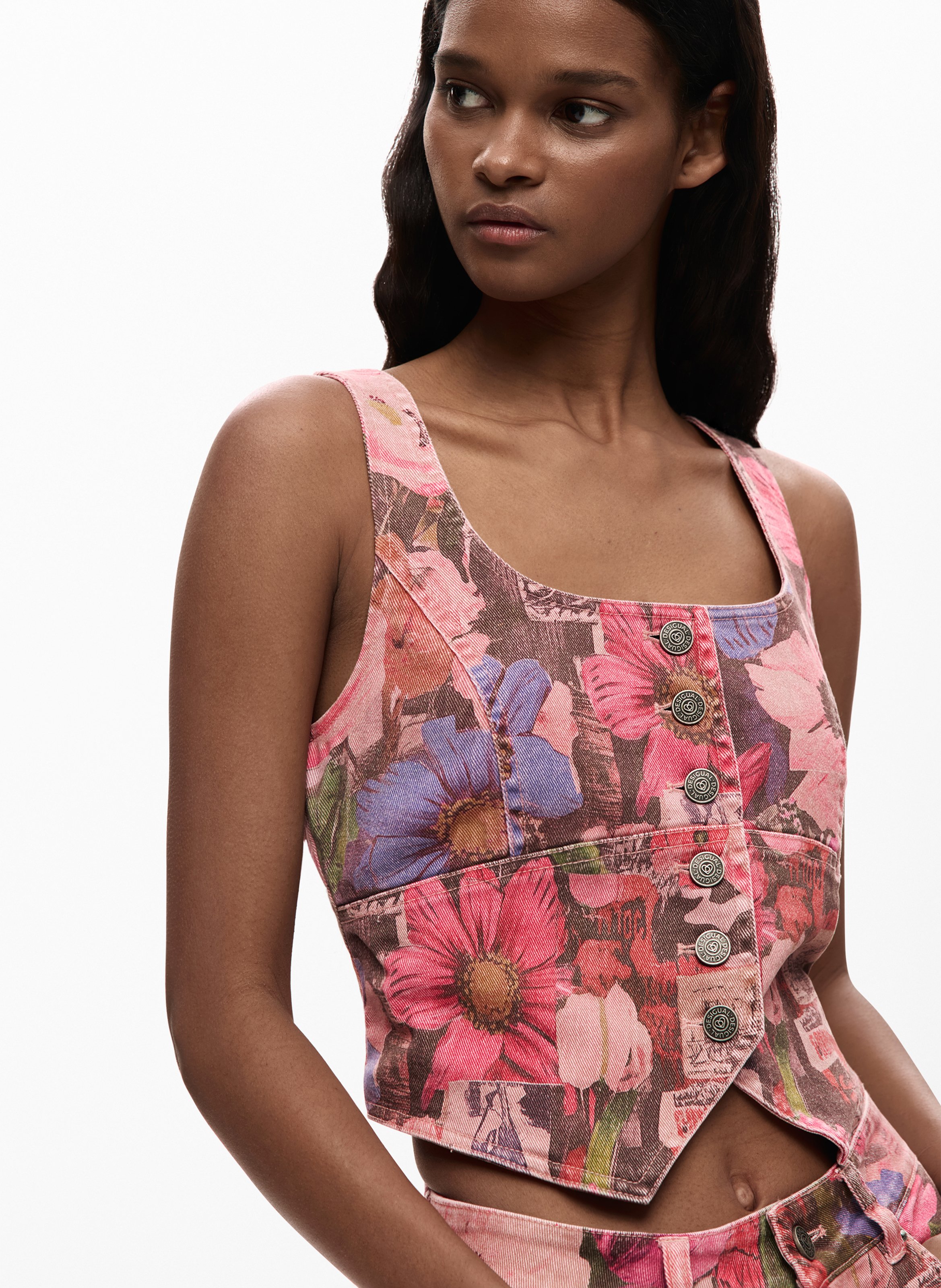 Top court imprimé DESIGUAL Red