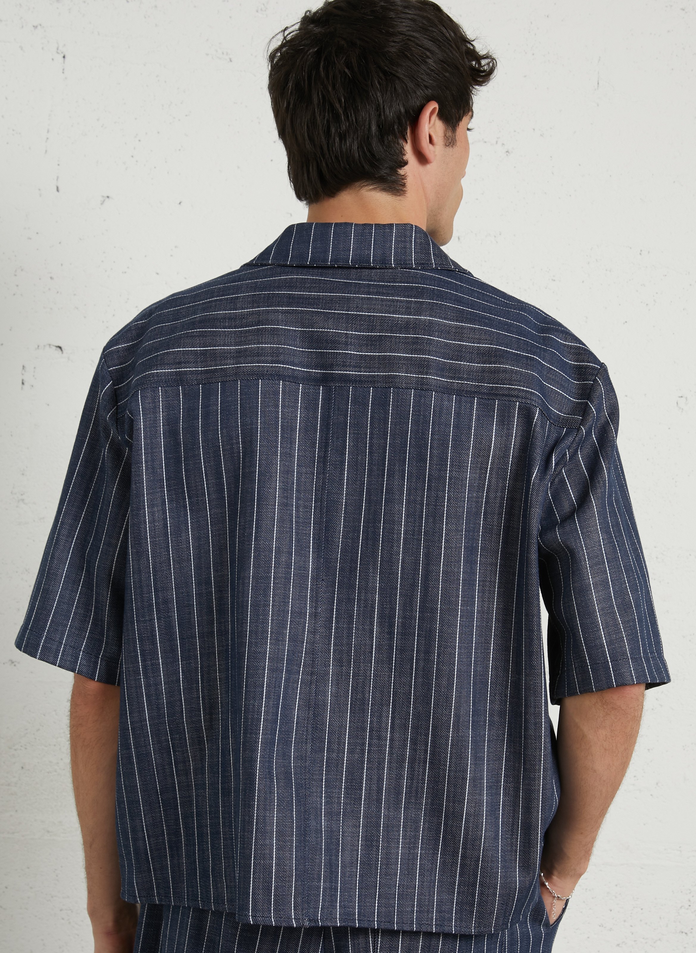 Oversized short-sleeve striped shirt IMPERIAL White