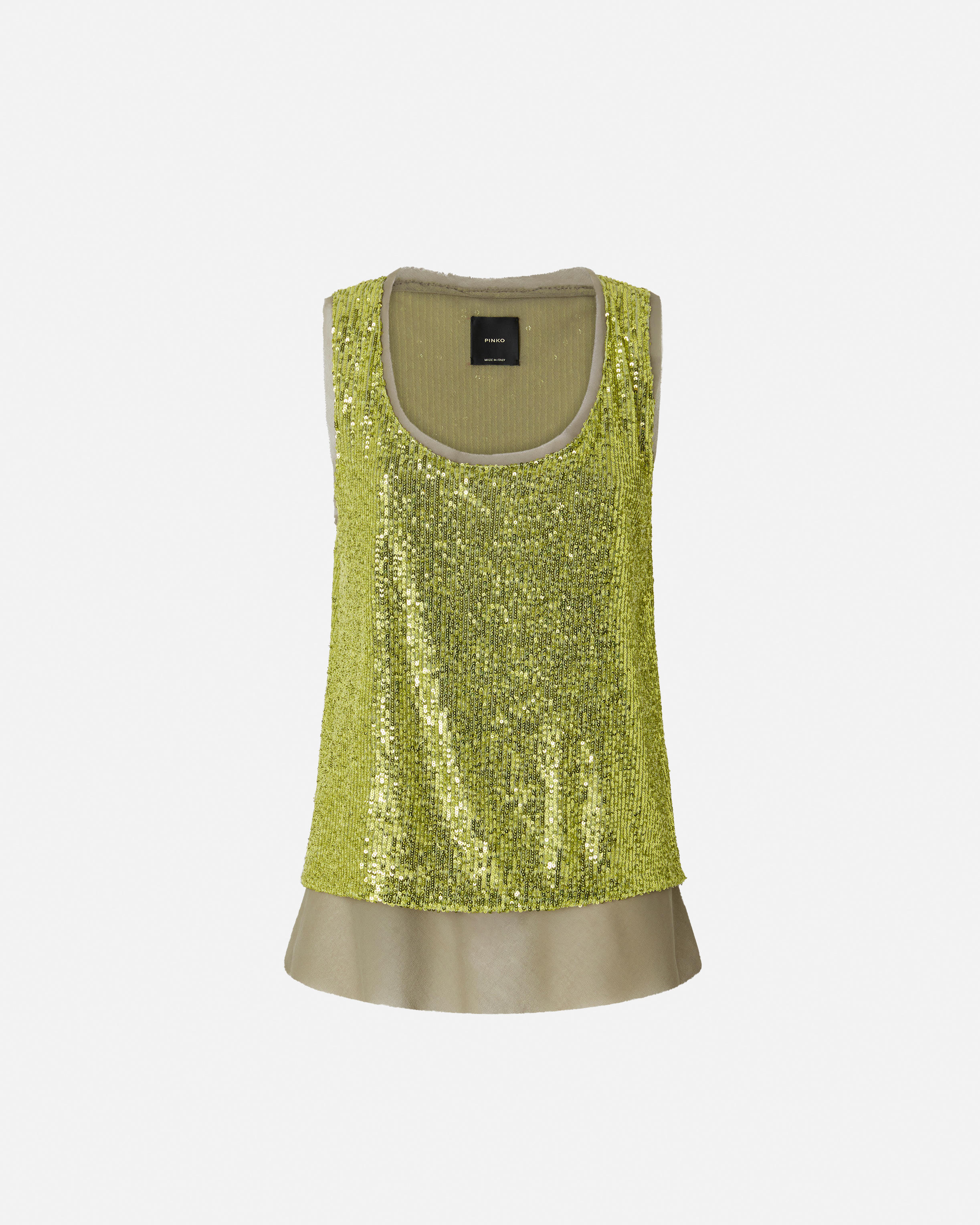 Sequined tank top PINKO Yellow
