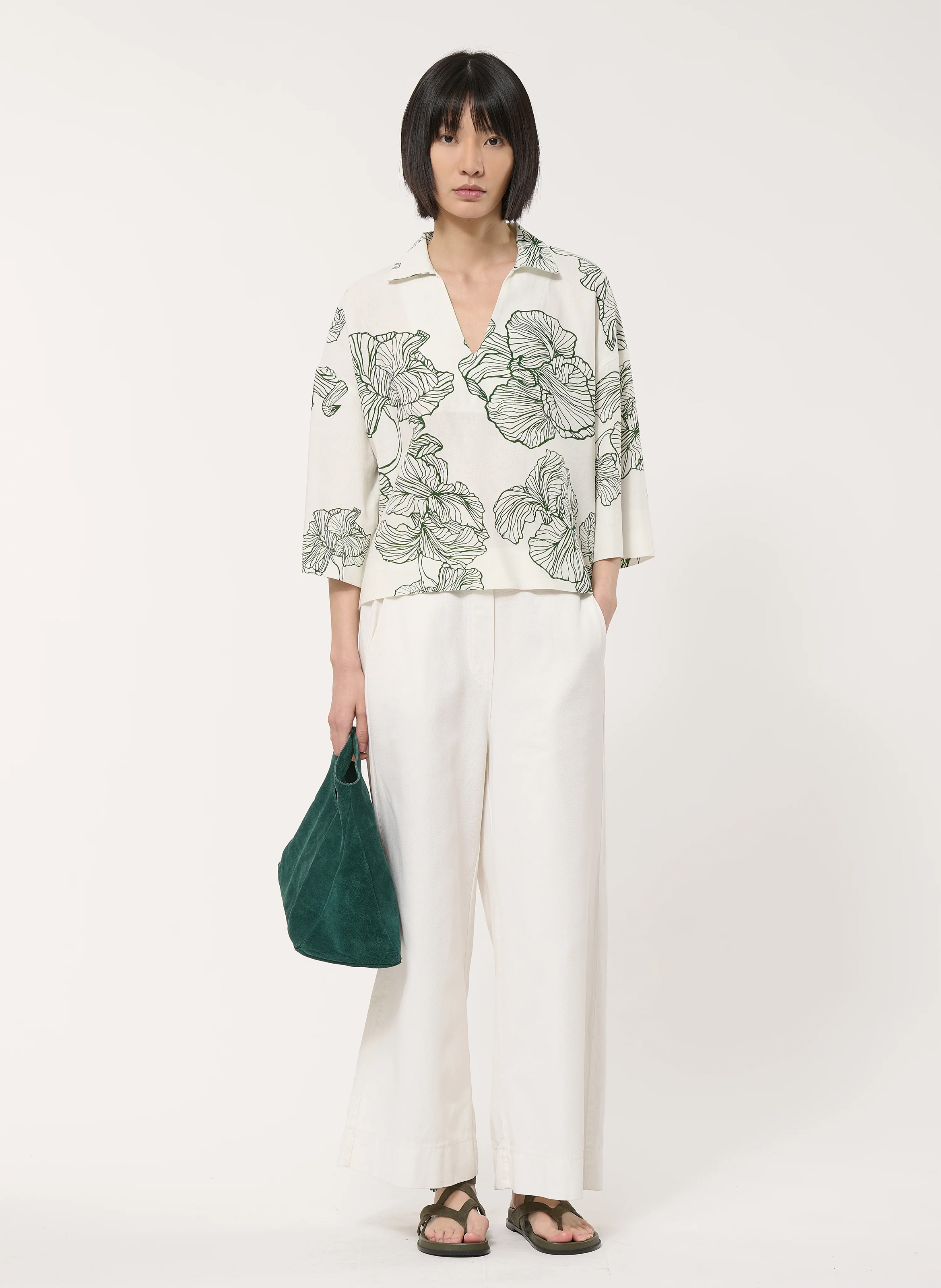 Oversized printed polo collar top HUMILITY Multicolored