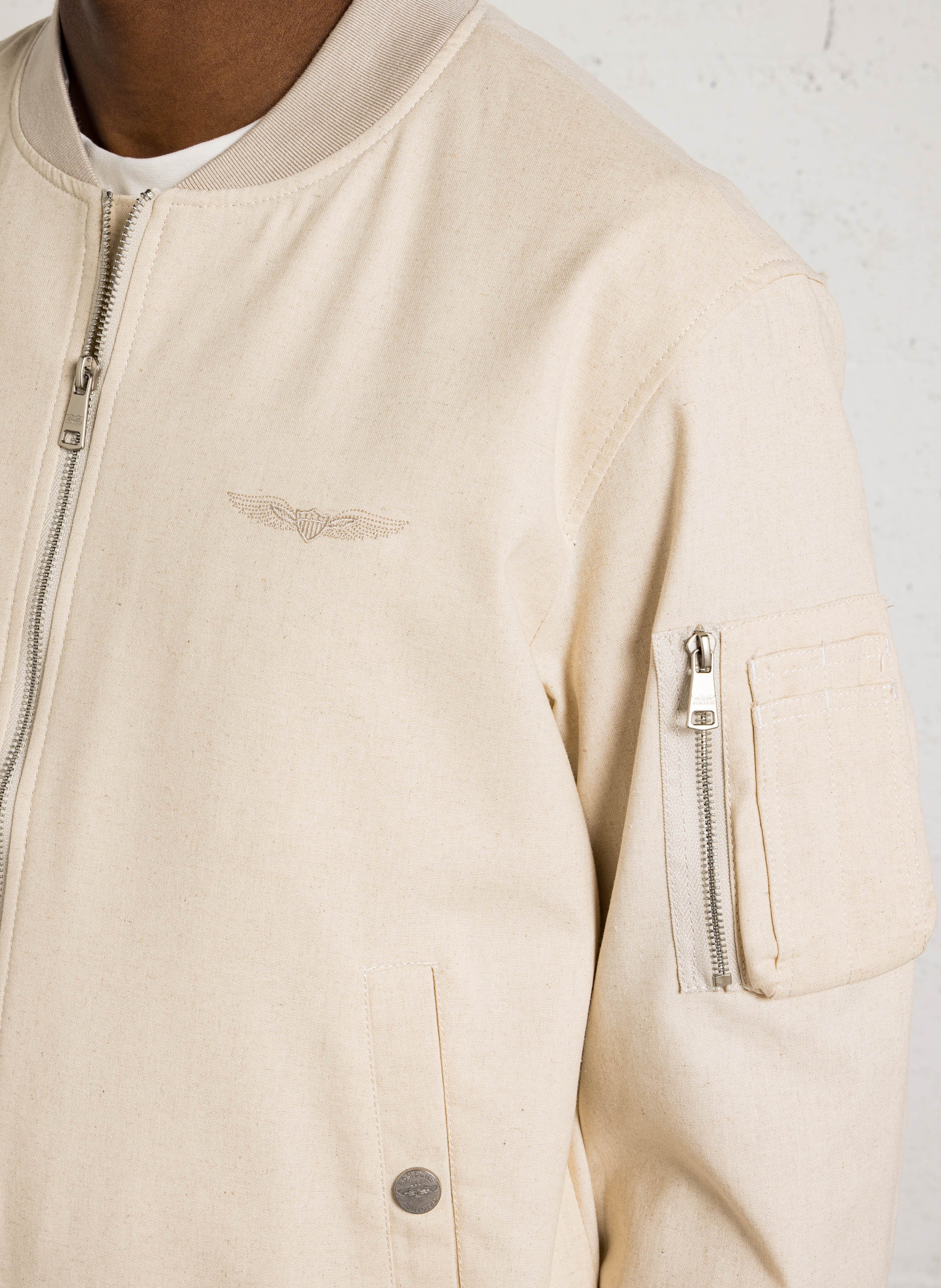 Chaqueta oversize cuello teddy BOMBERS ORIGINAL Beige