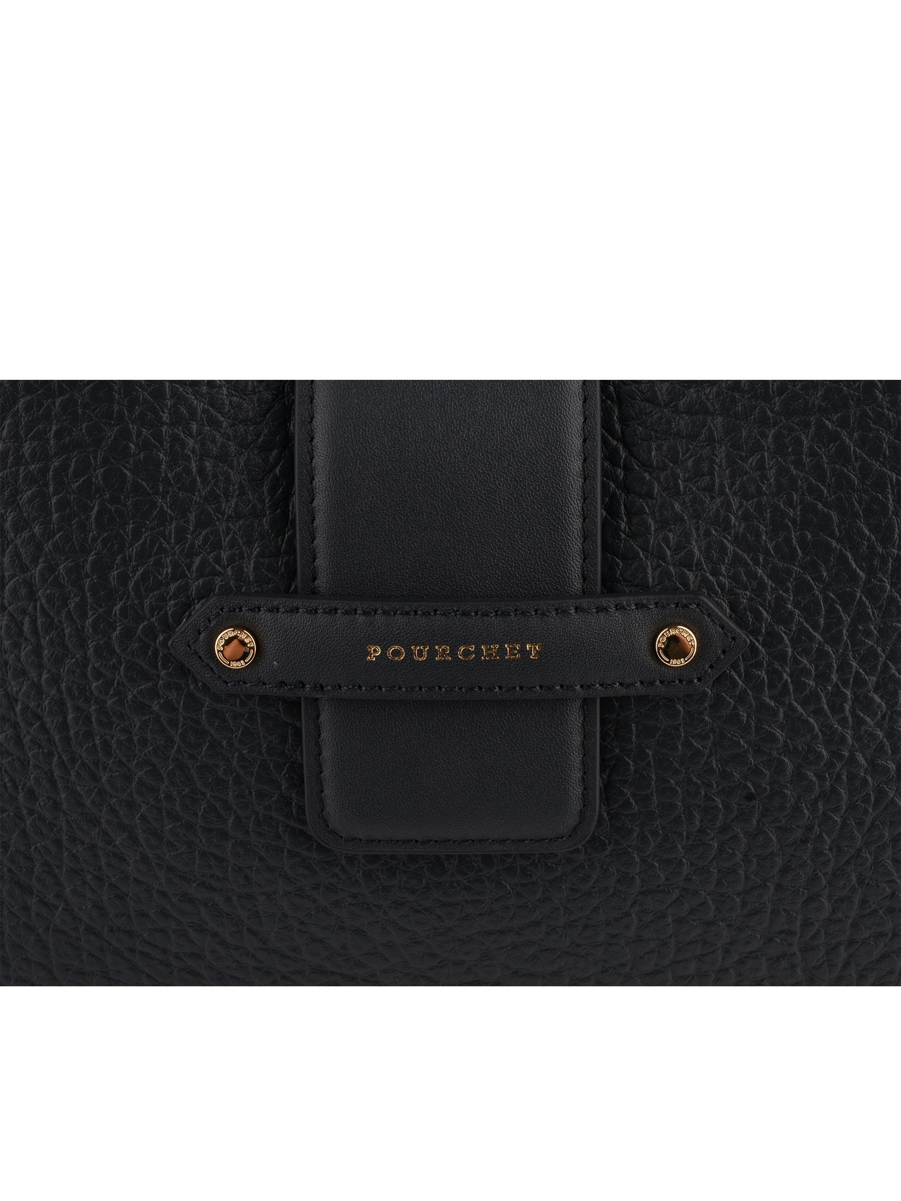 Sac porté épaule en cuir de vachette POURCHET Bleu