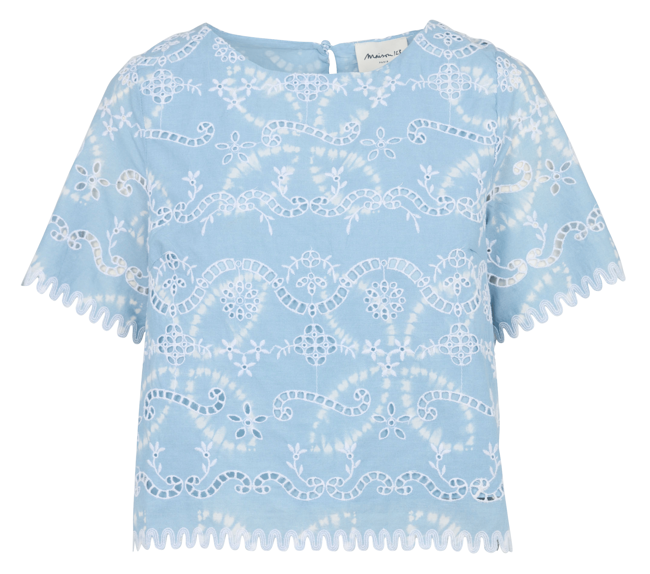 Top col rond en coton MAISON 123 Bleu