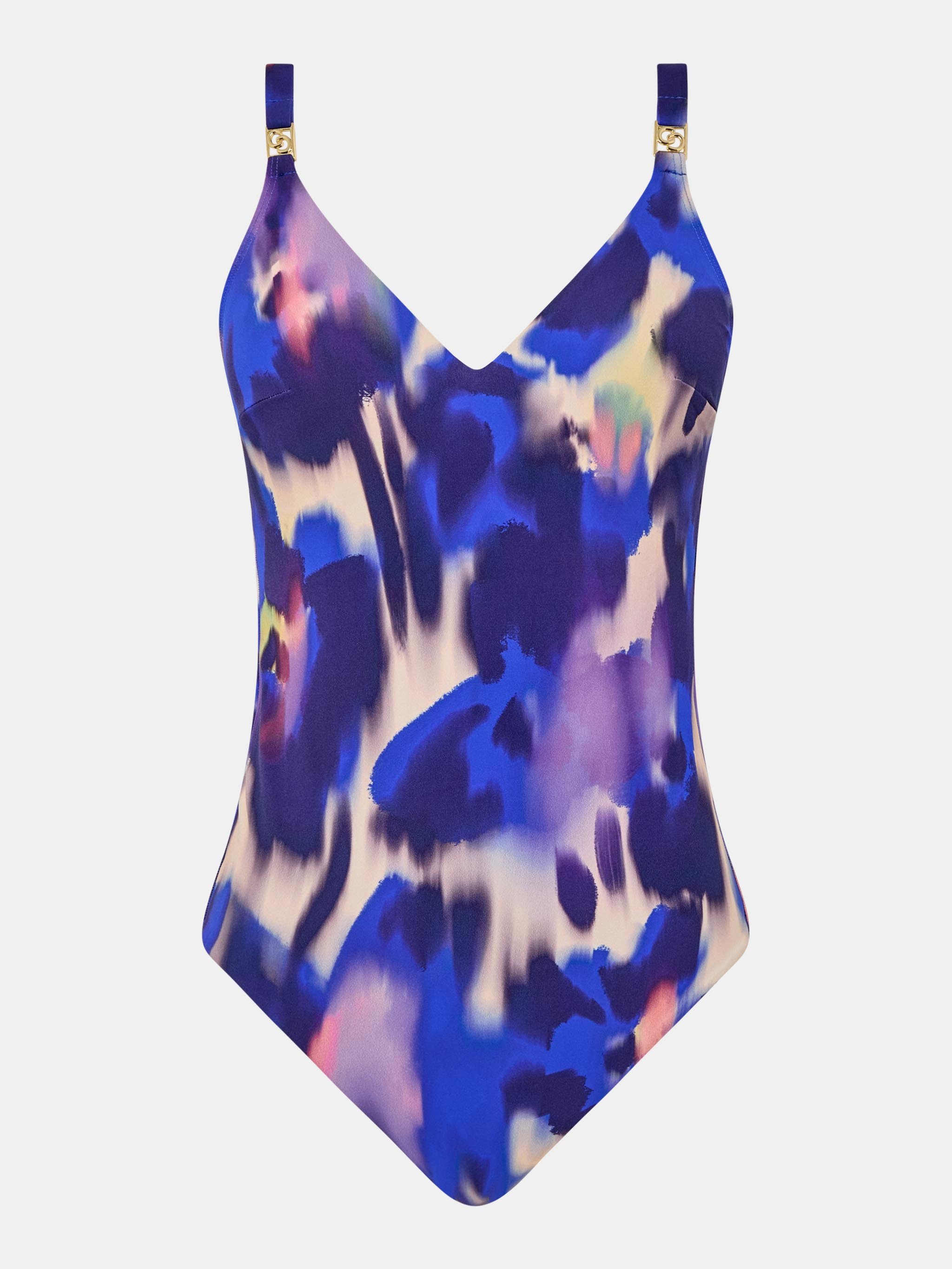 One-piece swimsuit without underwire triangle cups spacer | Blue CHANTELLE Women