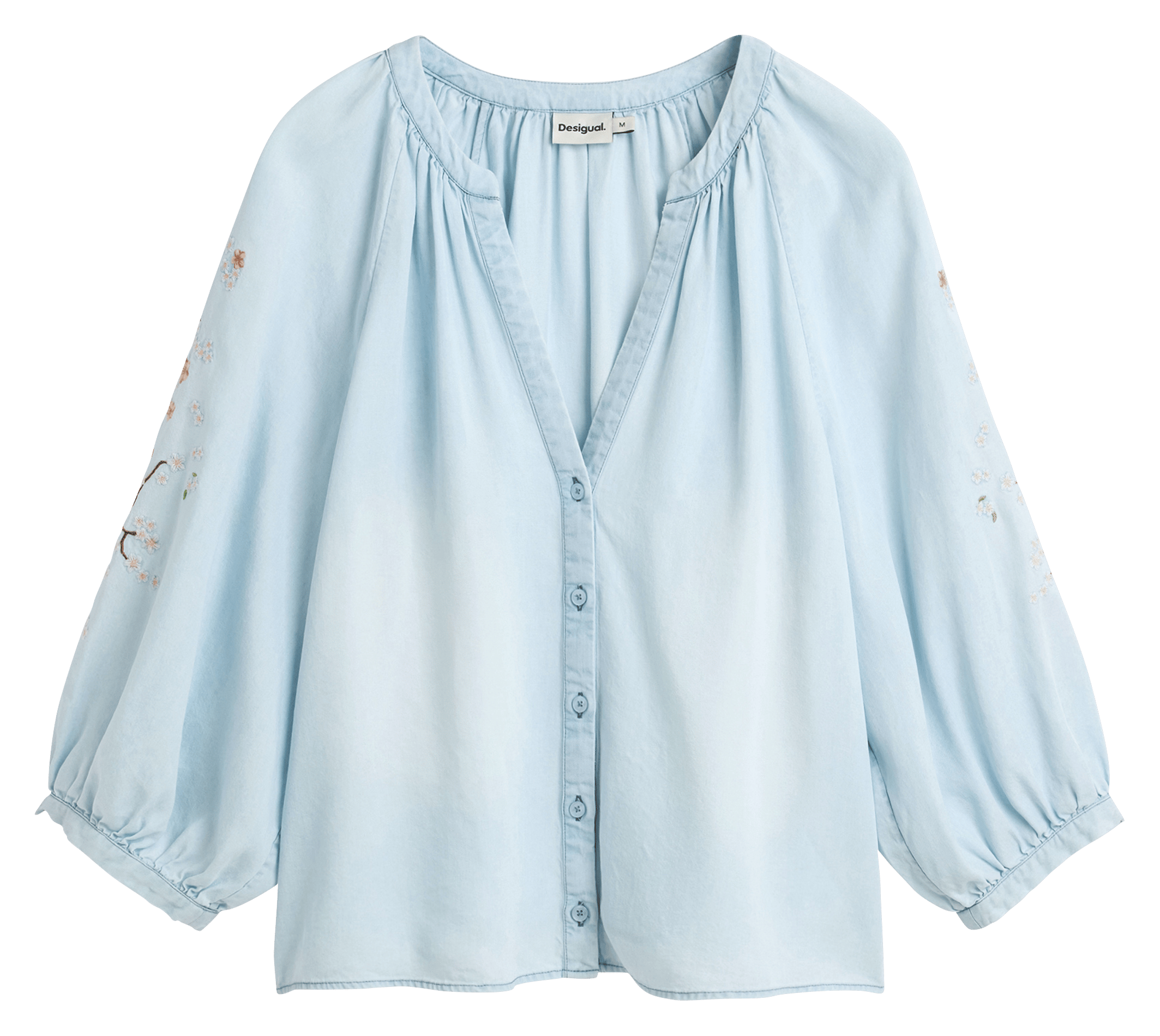Fluid satin V-neck top DESIGUAL Blue