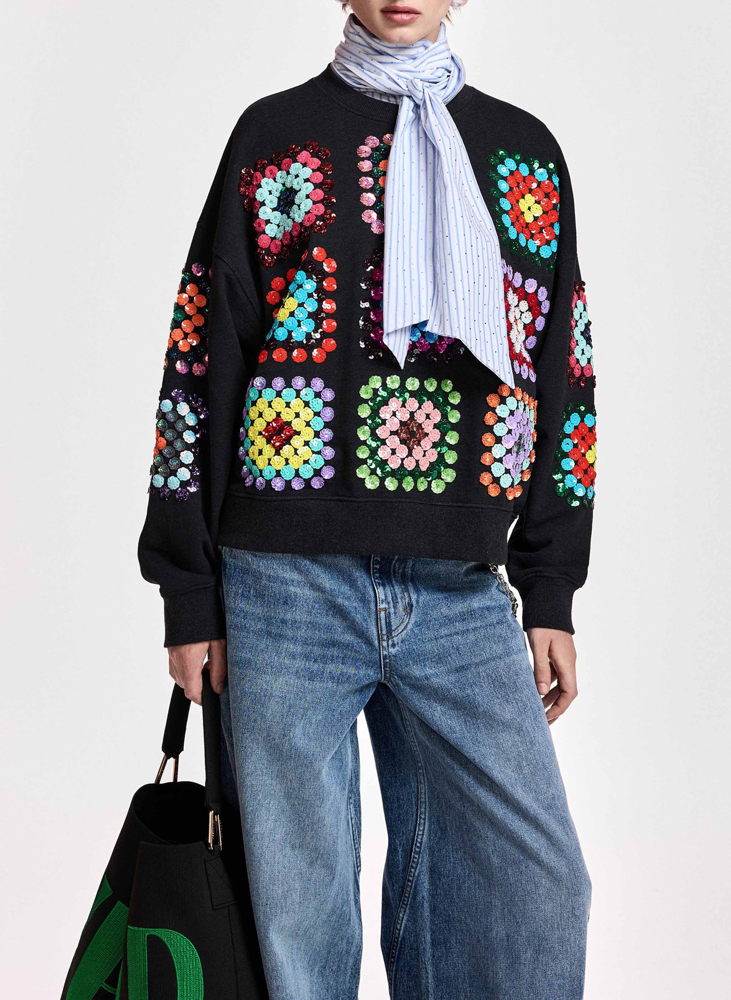 Rechte sweater met bloemenprint in katoen ESSENTIEL ANTWERP Veelkleurig
