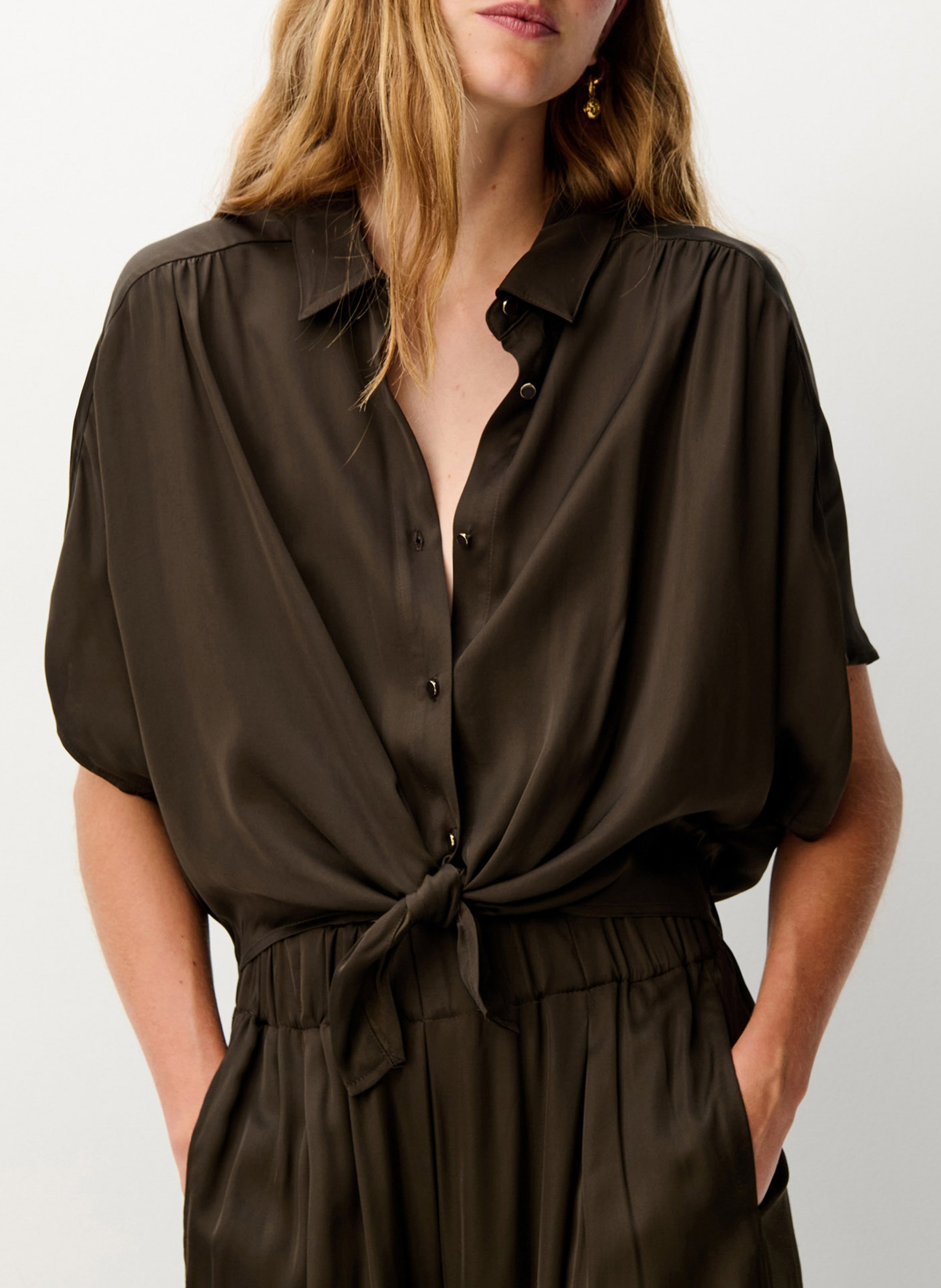 Chemise droite col classique SESSUN Marron