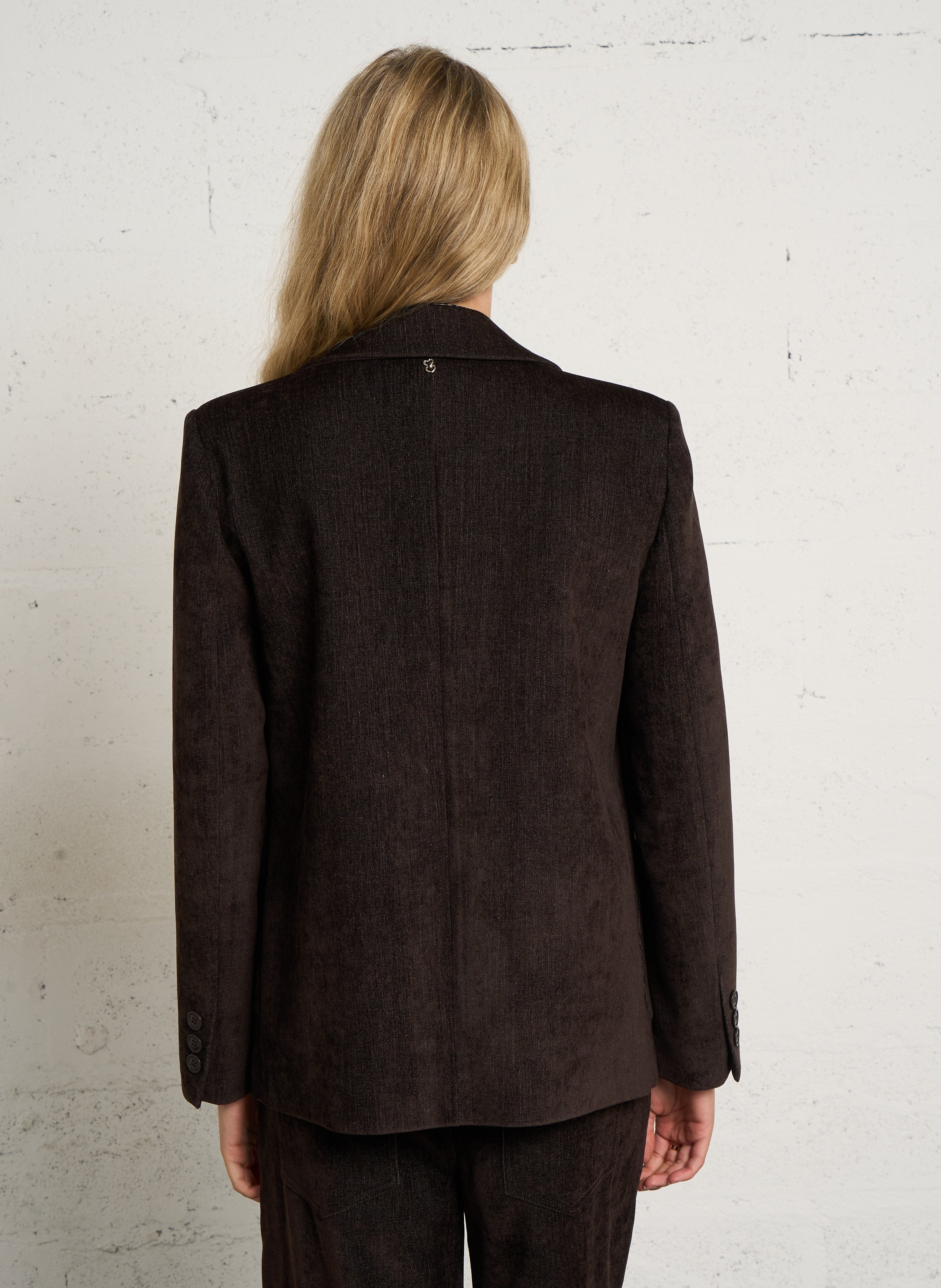 Straight velvet blazer PLEASE Brown