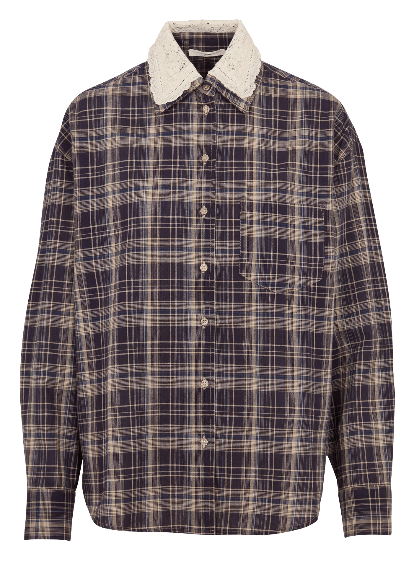 Chemise ample à carreaux en coton HOD PARIS Bleu