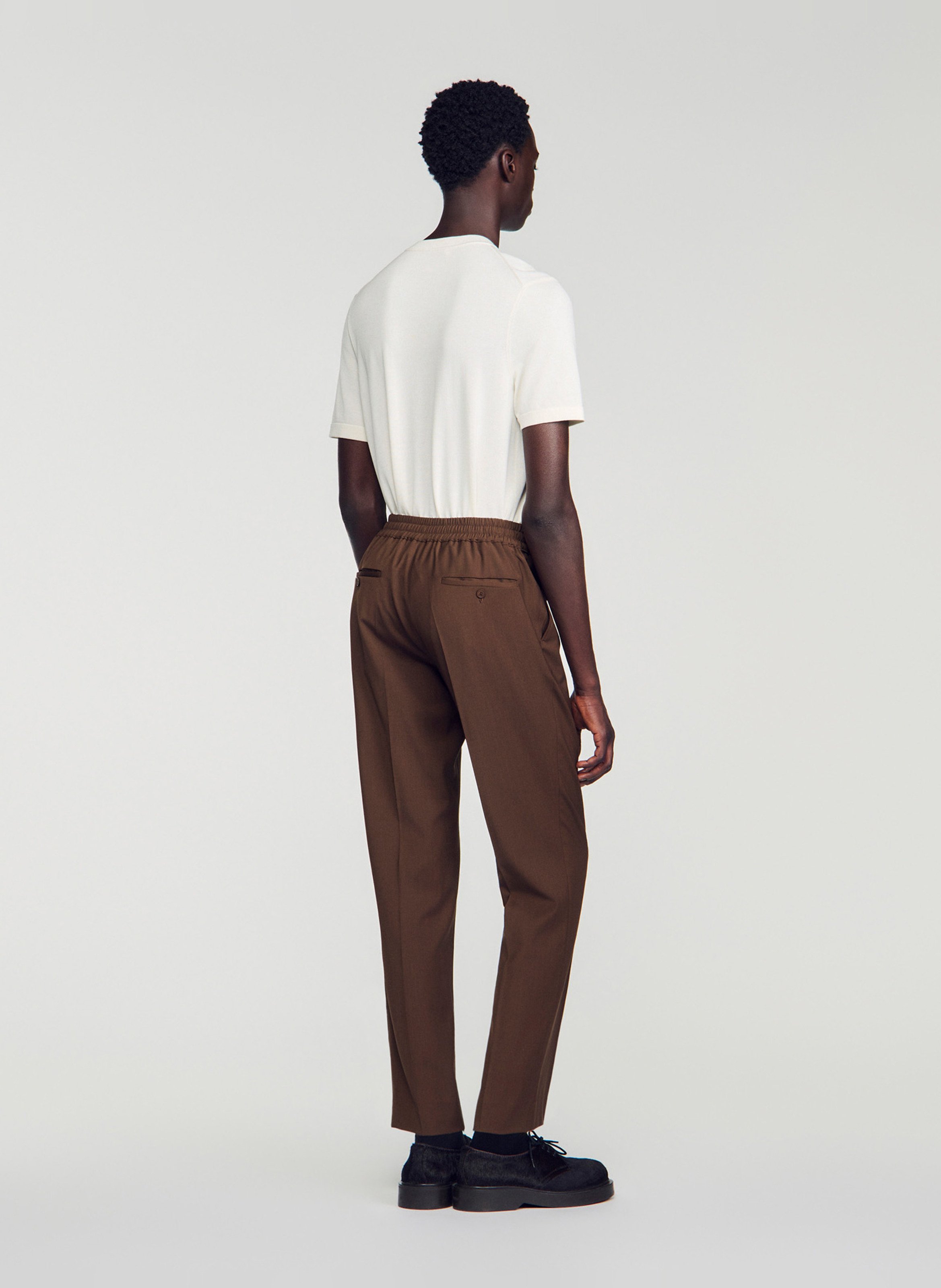 Pantalon droit en laine mélangée SANDRO Marron