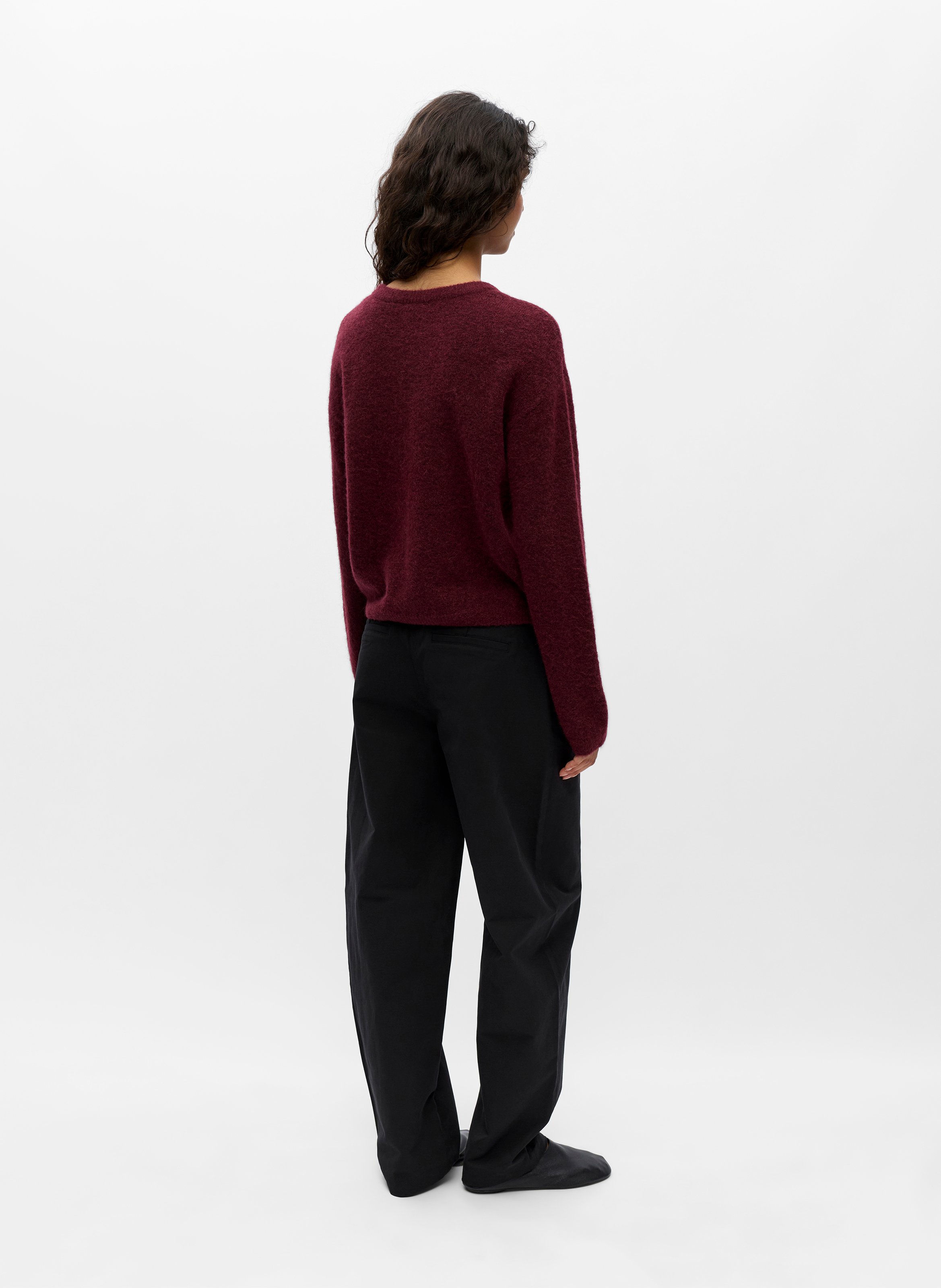 Gerade geschnittene Rundhals-Strickjacke OBJECT Rot