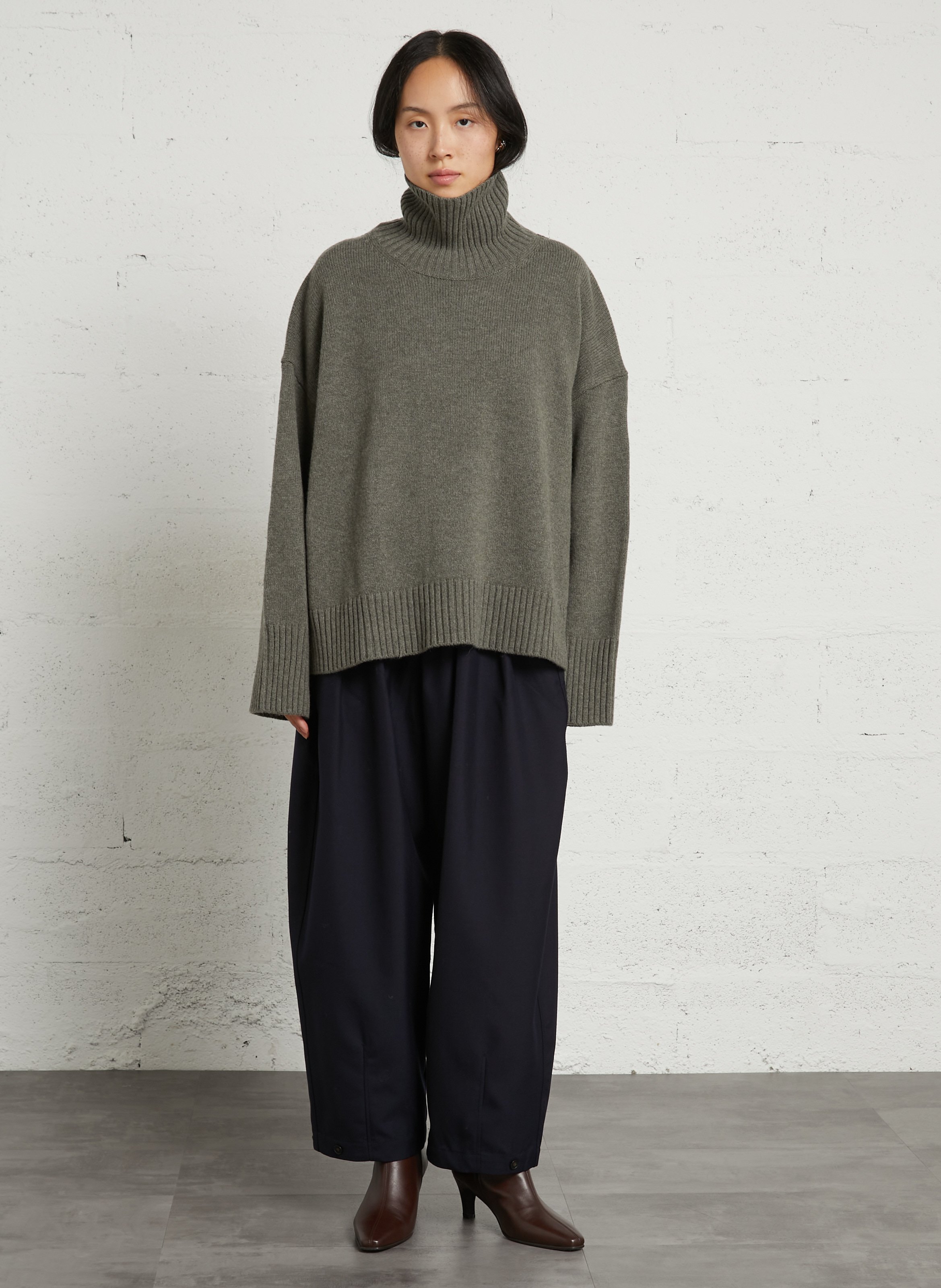 Straight wool polo neck jumper SOEUR Grey