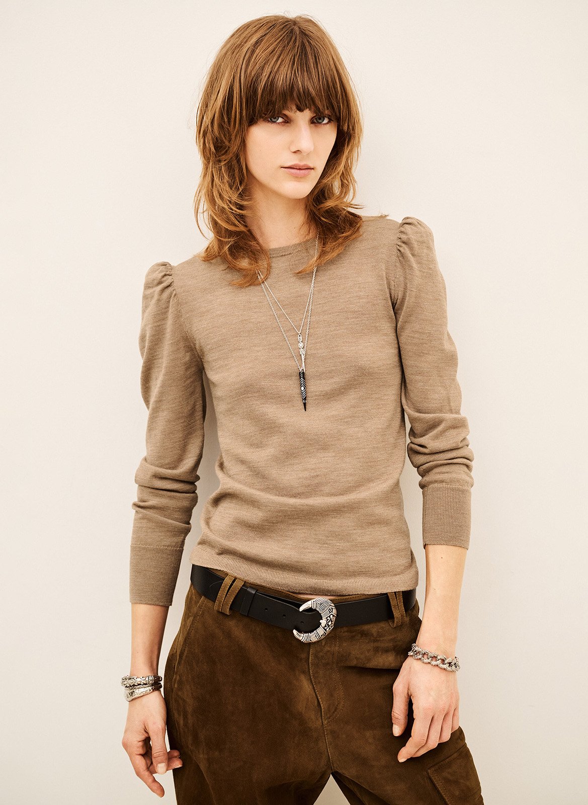 Pull droit uni en laine BA&SH