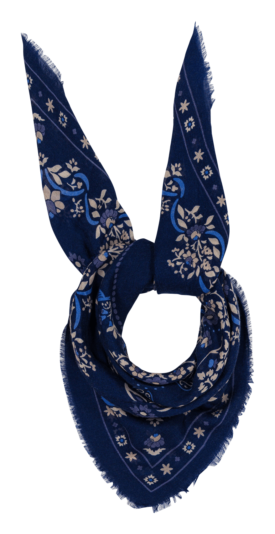 Haddock wool and silk printed scarf MAISON LECOMTE FLAMENT Blue