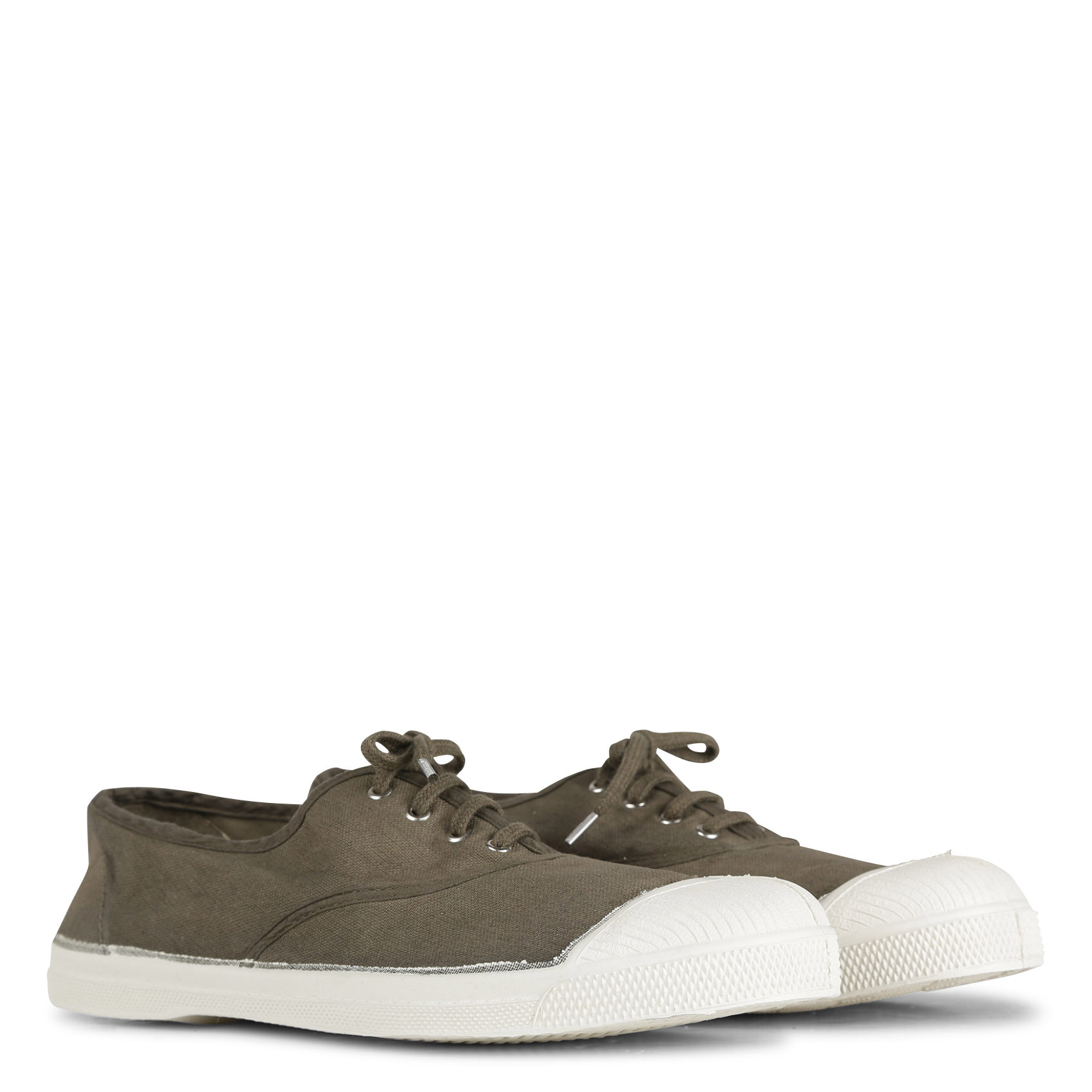 Tennis à lacets en toile de coton BENSIMON Kaki