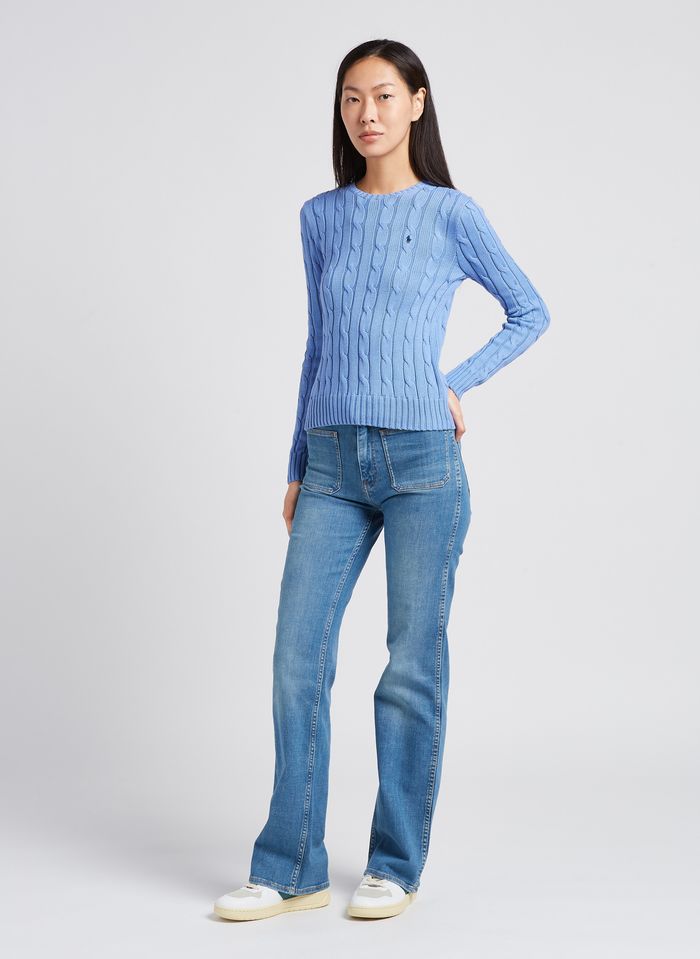 Round-neck Embroidered Cotton Sweater New Litchfield Blue Polo