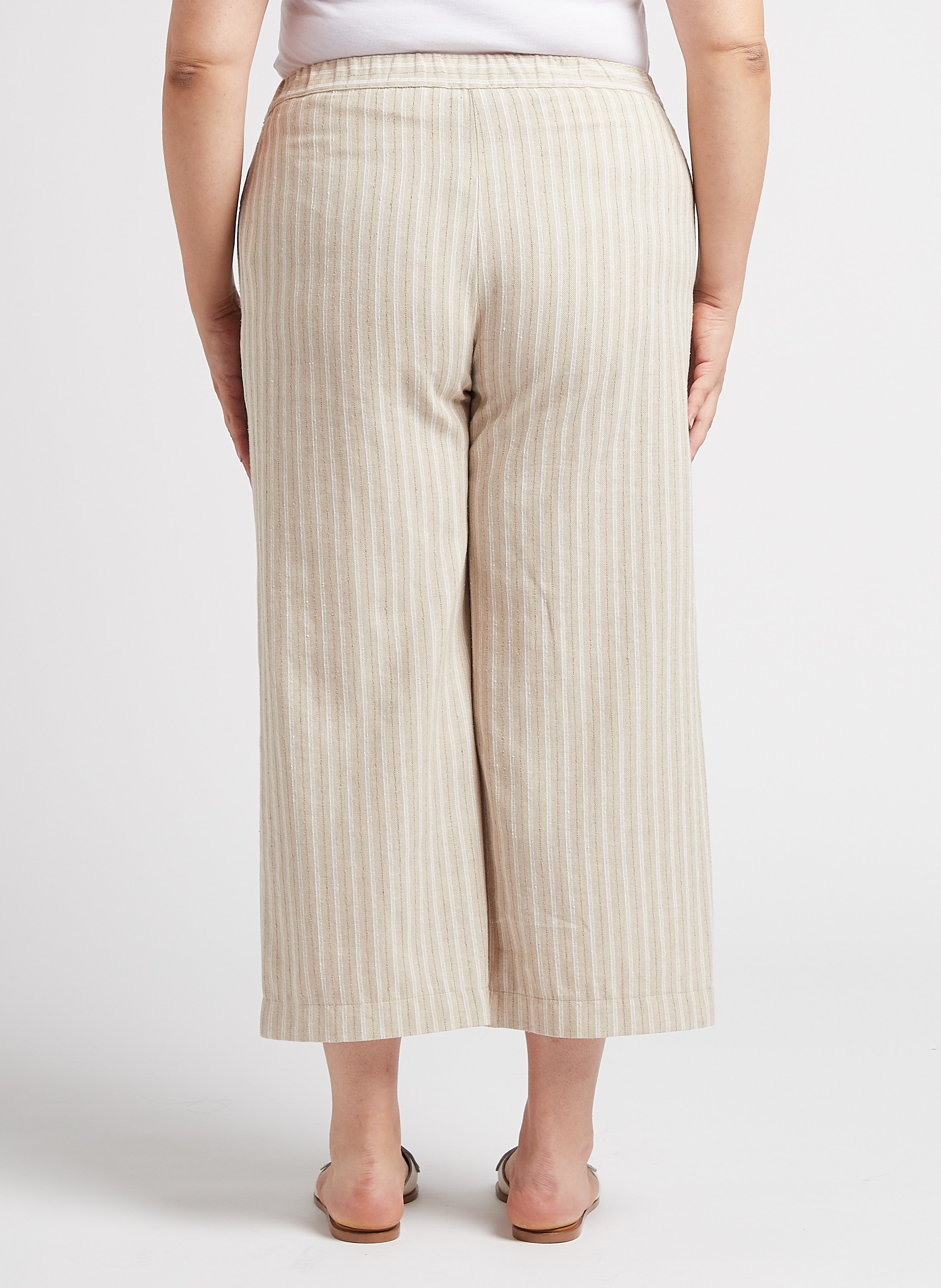 Striped cotton-blend wide-leg pants PERSONA by Marina Rinaldi Beige