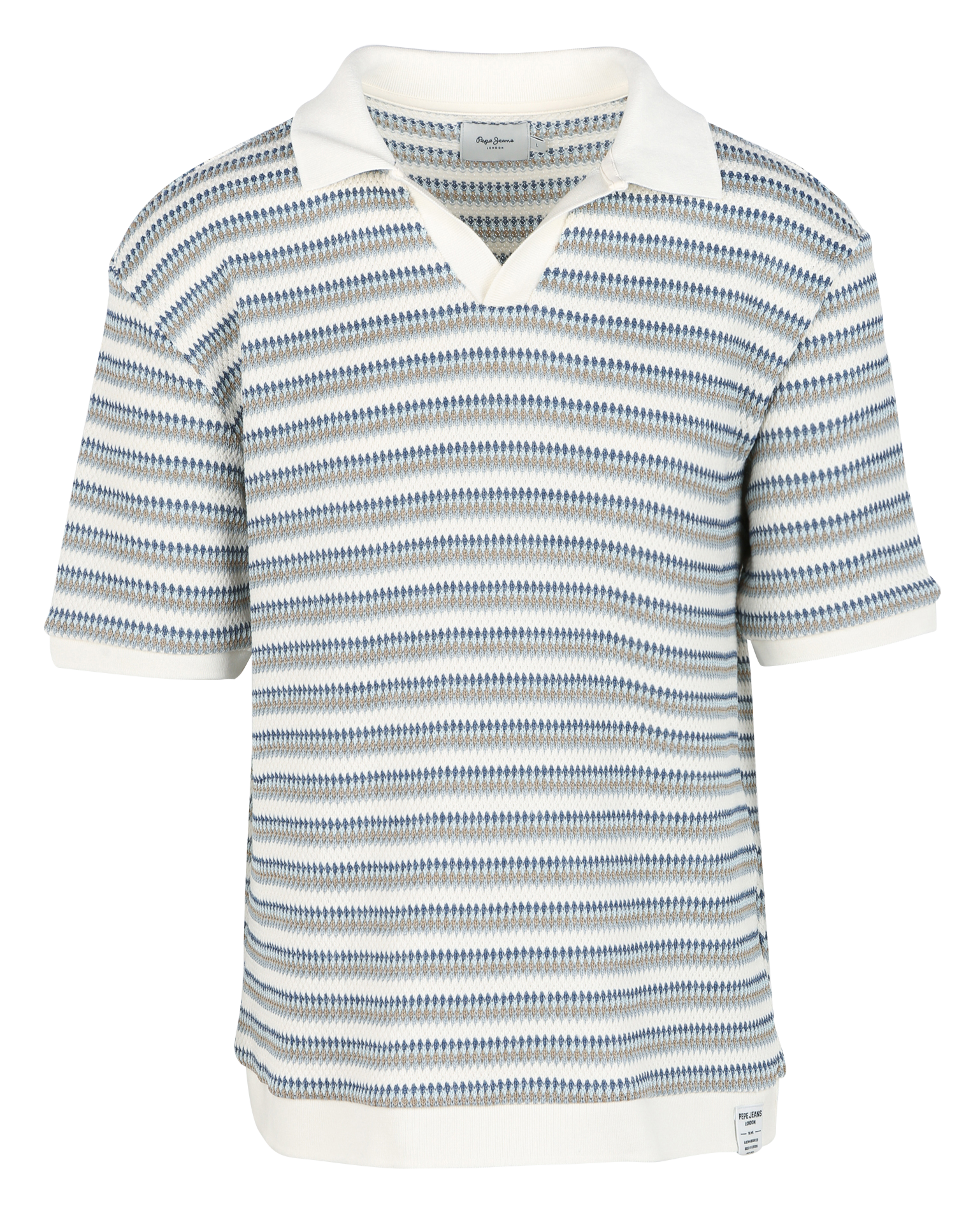 Pull à vol revers en coton maillé PEPE JEANS Beige