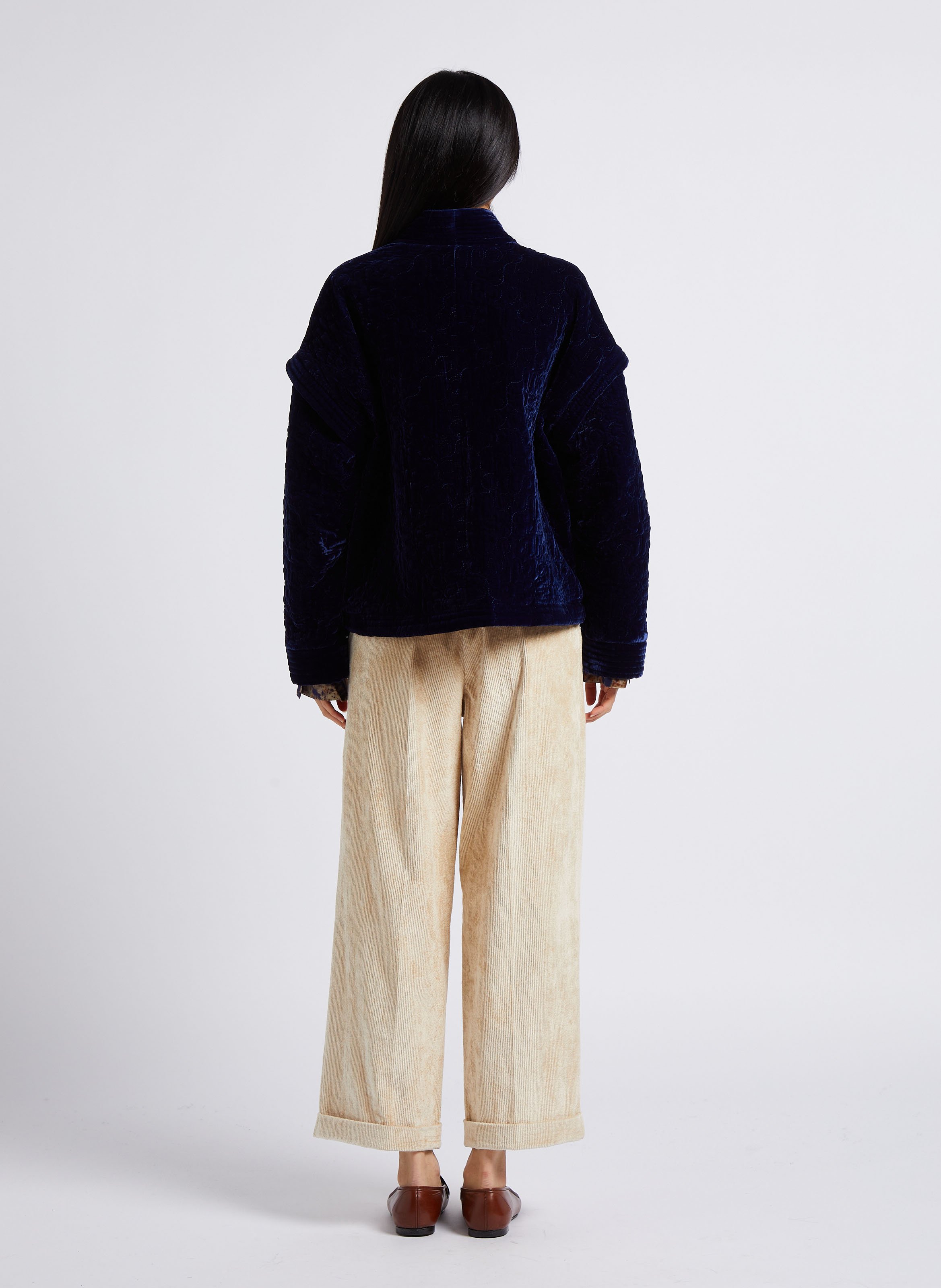 Pantalon large en coton mélangé MOMONI Beige