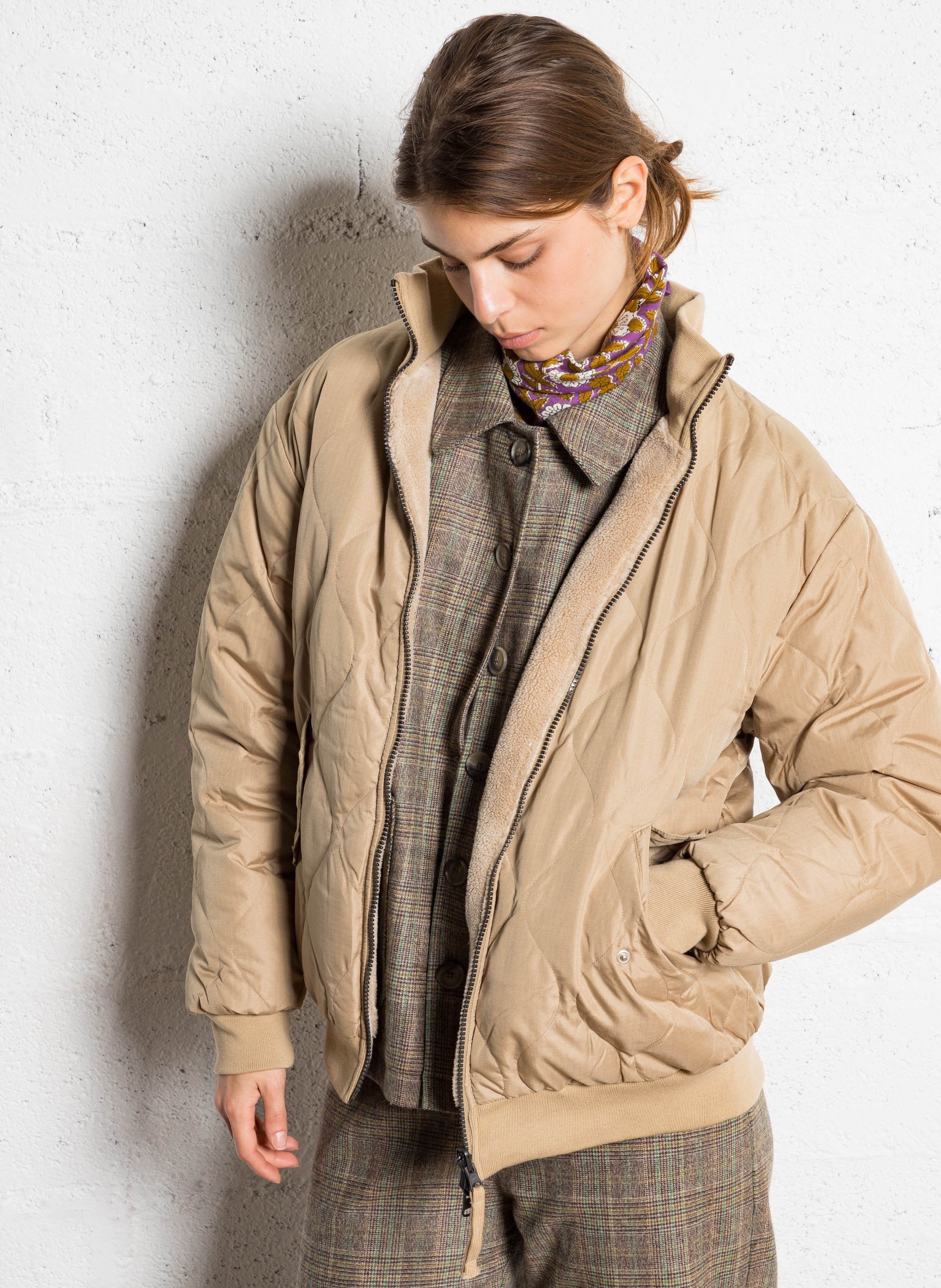 Veste droite réversible col montant TAION Beige