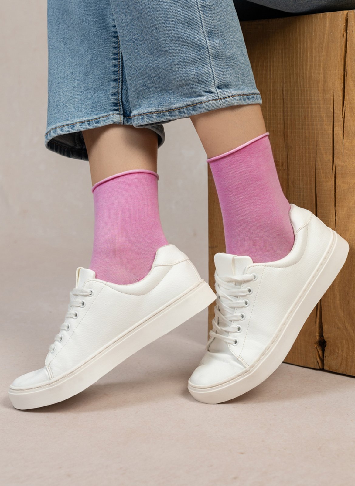 Velvety cotton ankle socks BLEUFORET Pink