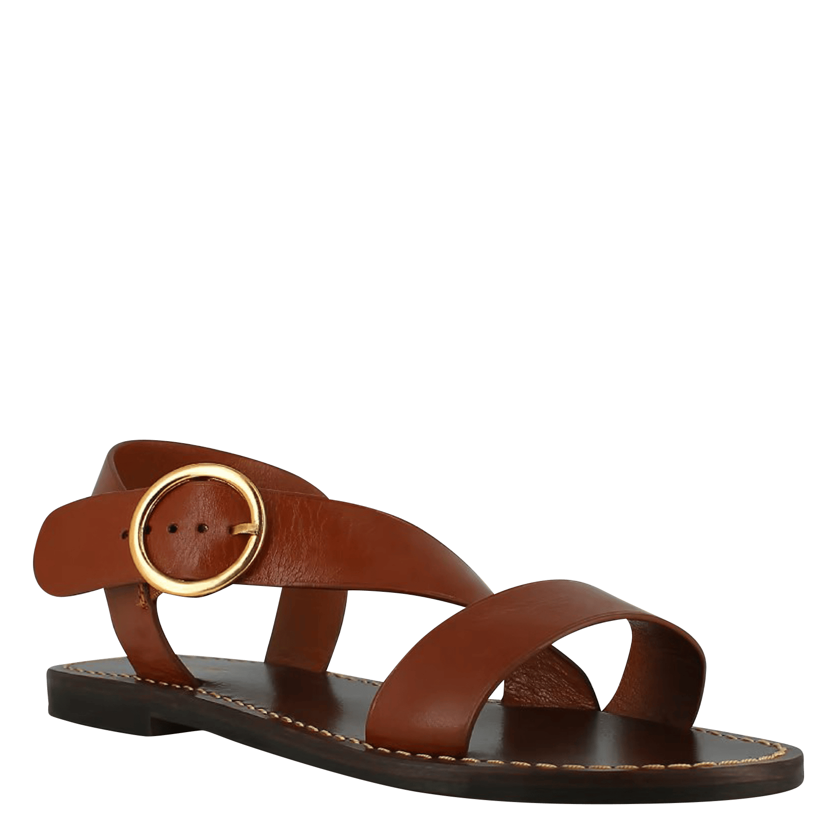 Aouda flat leather sandals JONAK Brown