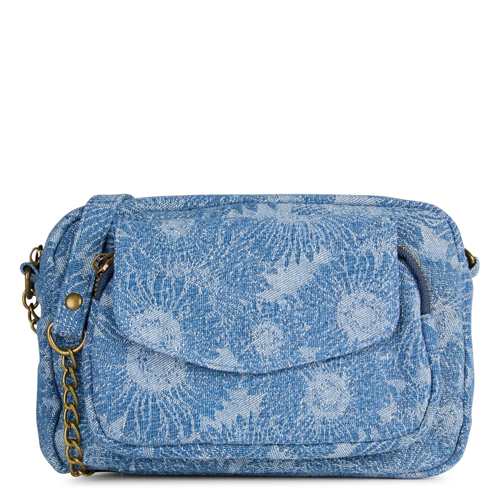 Cotton-blend denim shoulder bag PIECES Blue