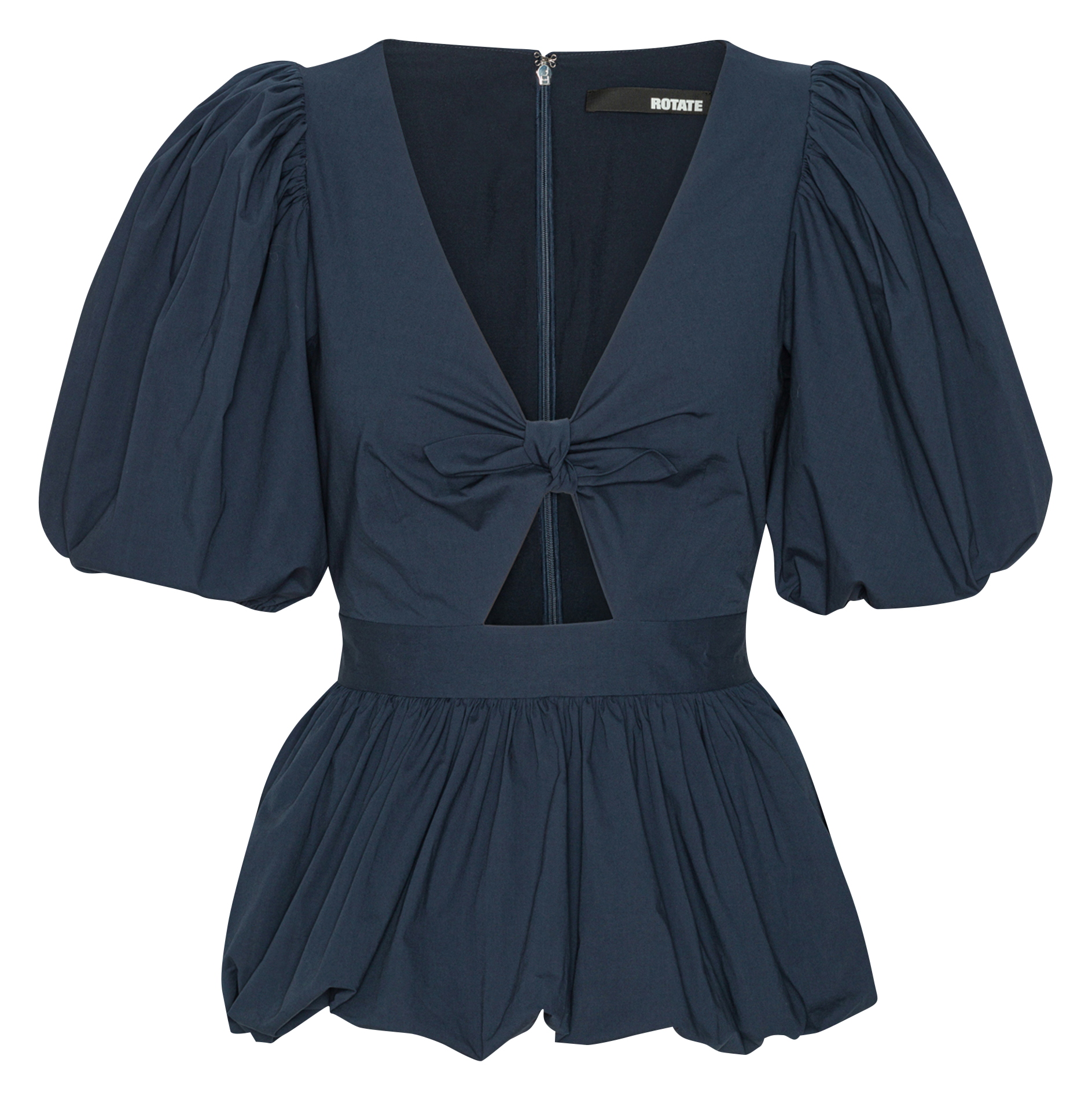 V-neck organic cotton-blend top ROTATE Blue