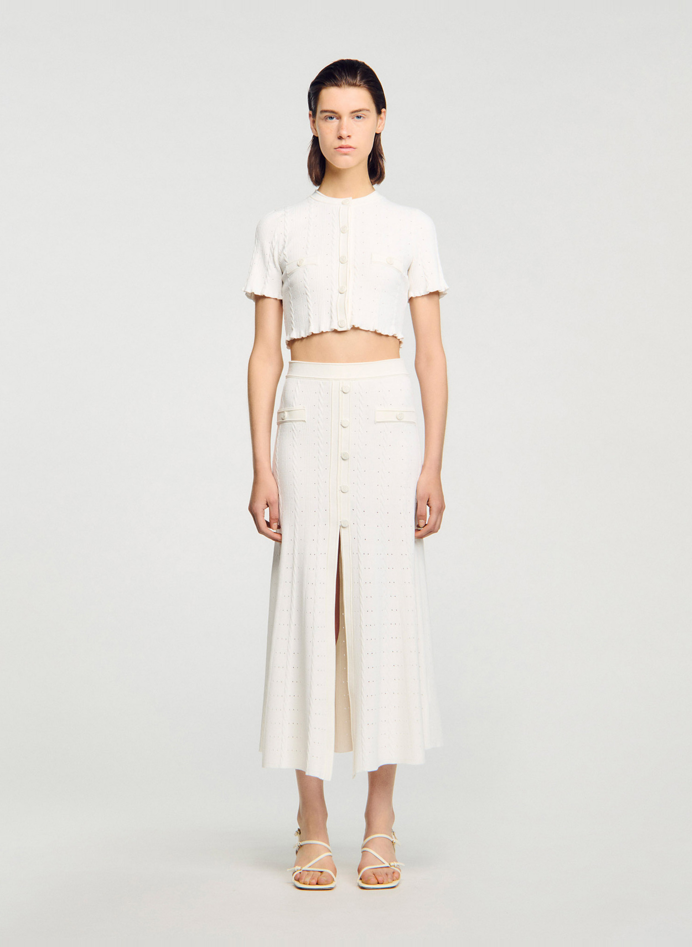 Jupe midi  SANDRO Blanc