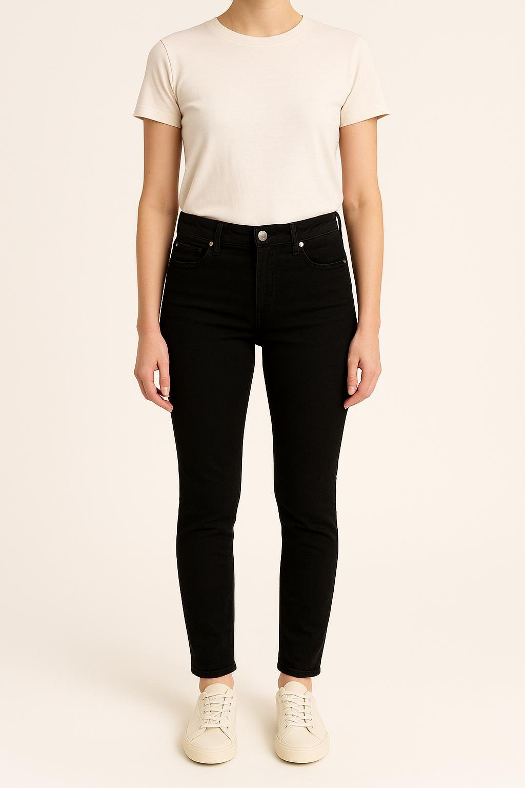 Cropped slim jeans with studs ACNE STUDIOS - Seconde Main Black