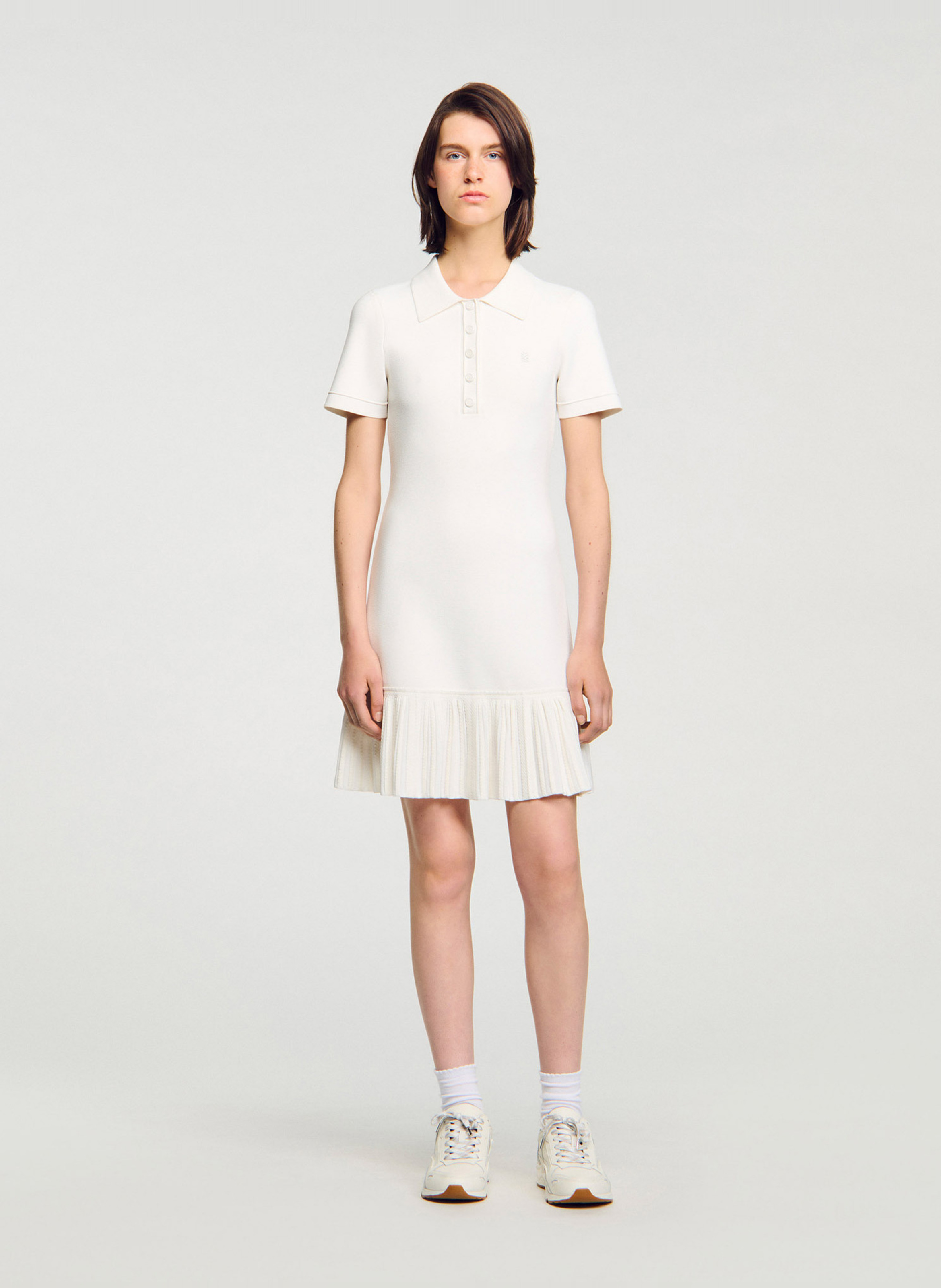 Korte jurk met polokraag SANDRO Wit