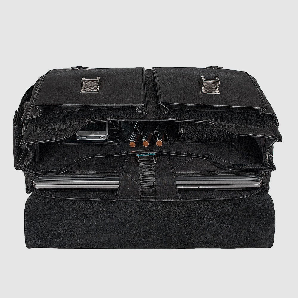 Bag for computer and iPad® adaptable to backpack with shockproof protection PIQUADRO Black