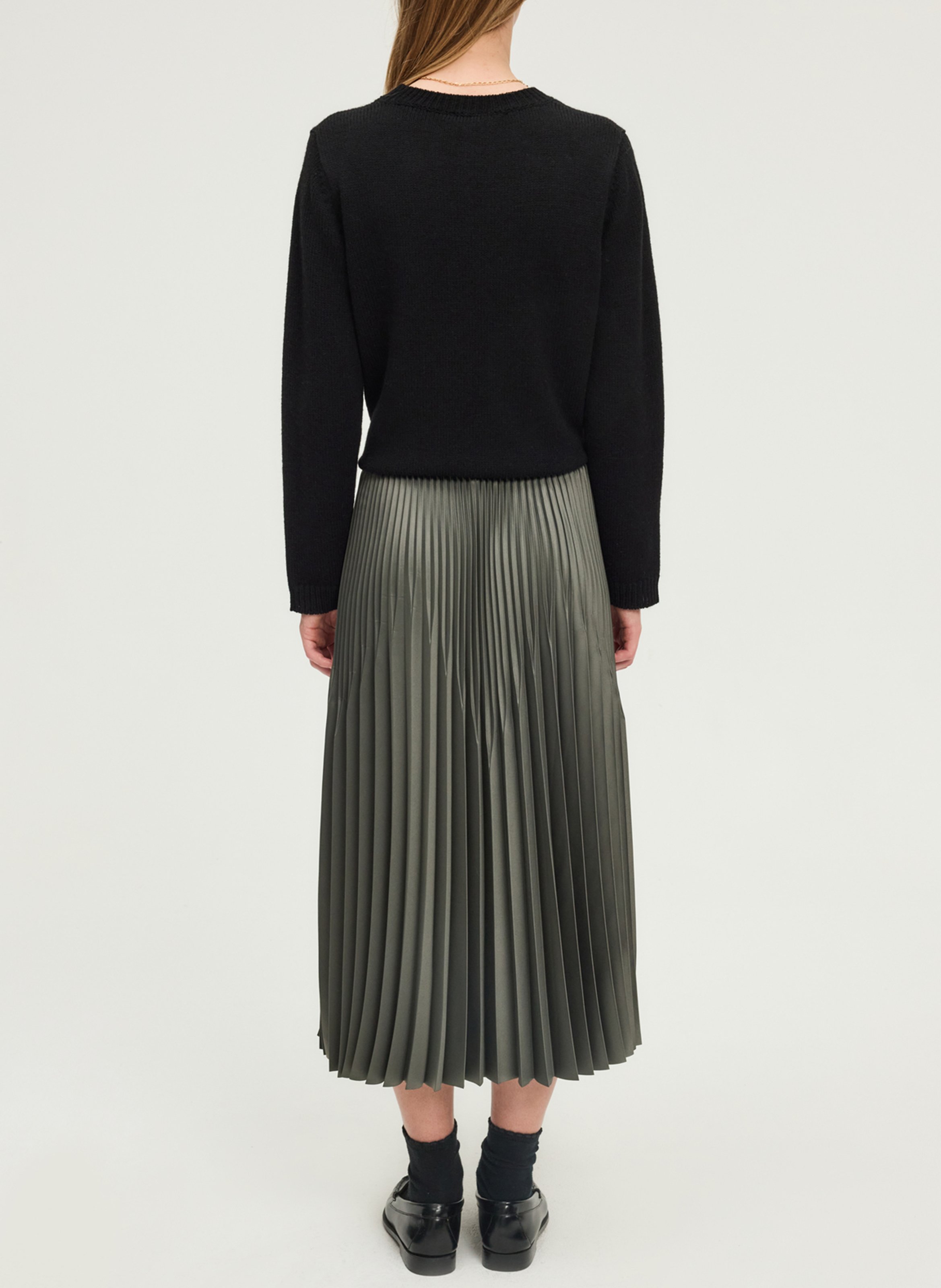 Mid-length pleated skirt PABLO Khaki